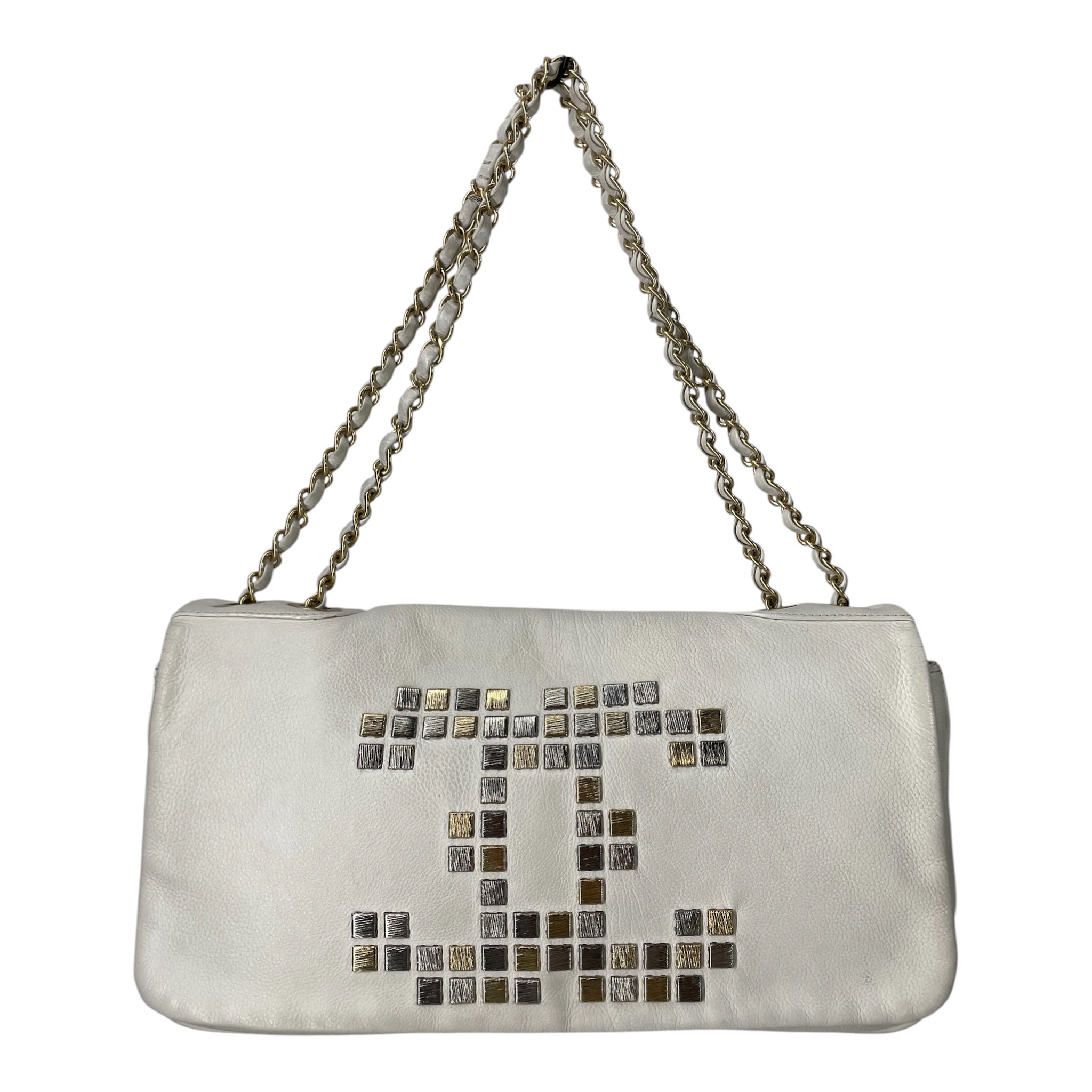 CHANEL/Hand Bag/Leather/WHT/METALLIC MOSIAC STUDS LOGO view 1