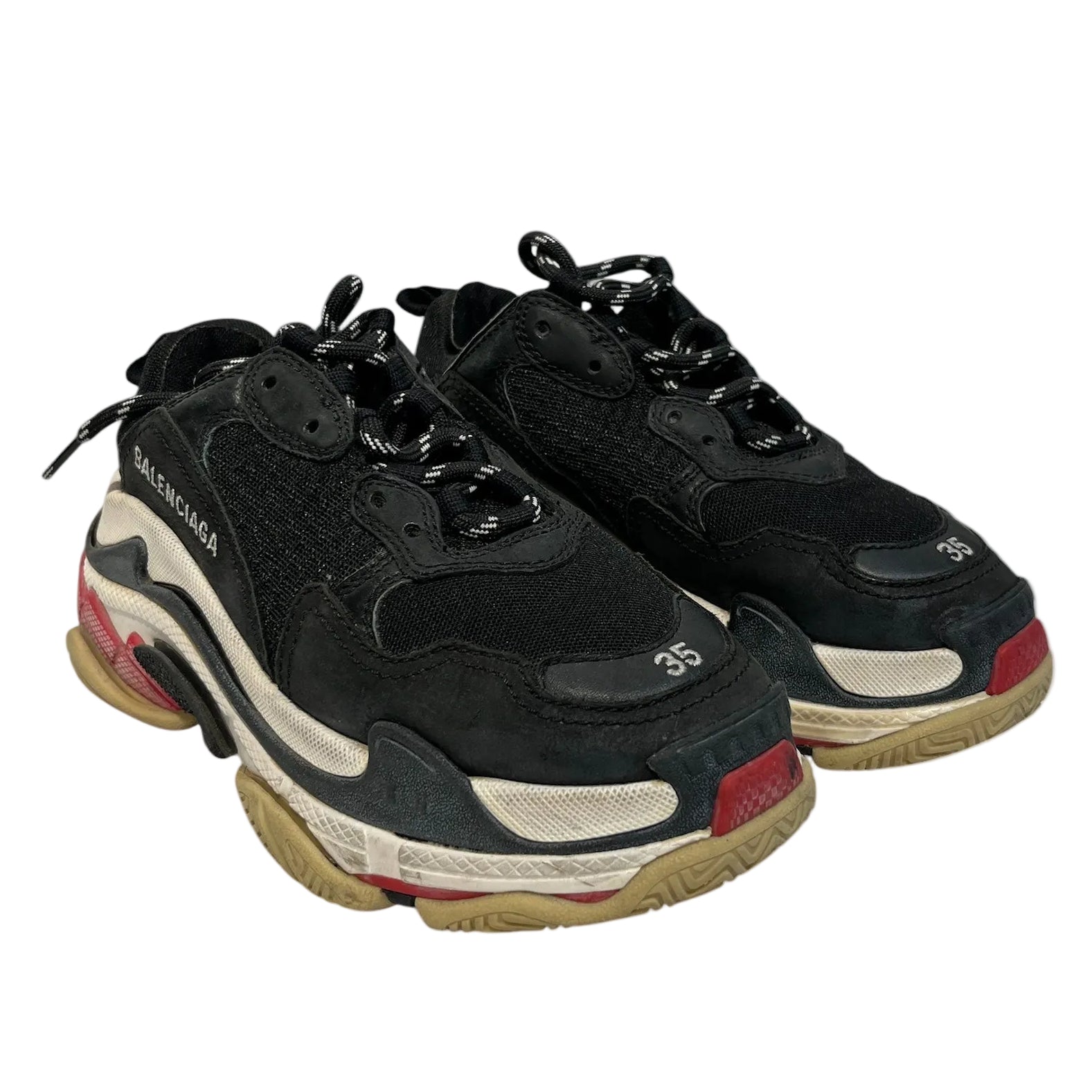 BALENCIAGA/Low-Sneakers/US 5/Polyester/BLK/Triple S view 1