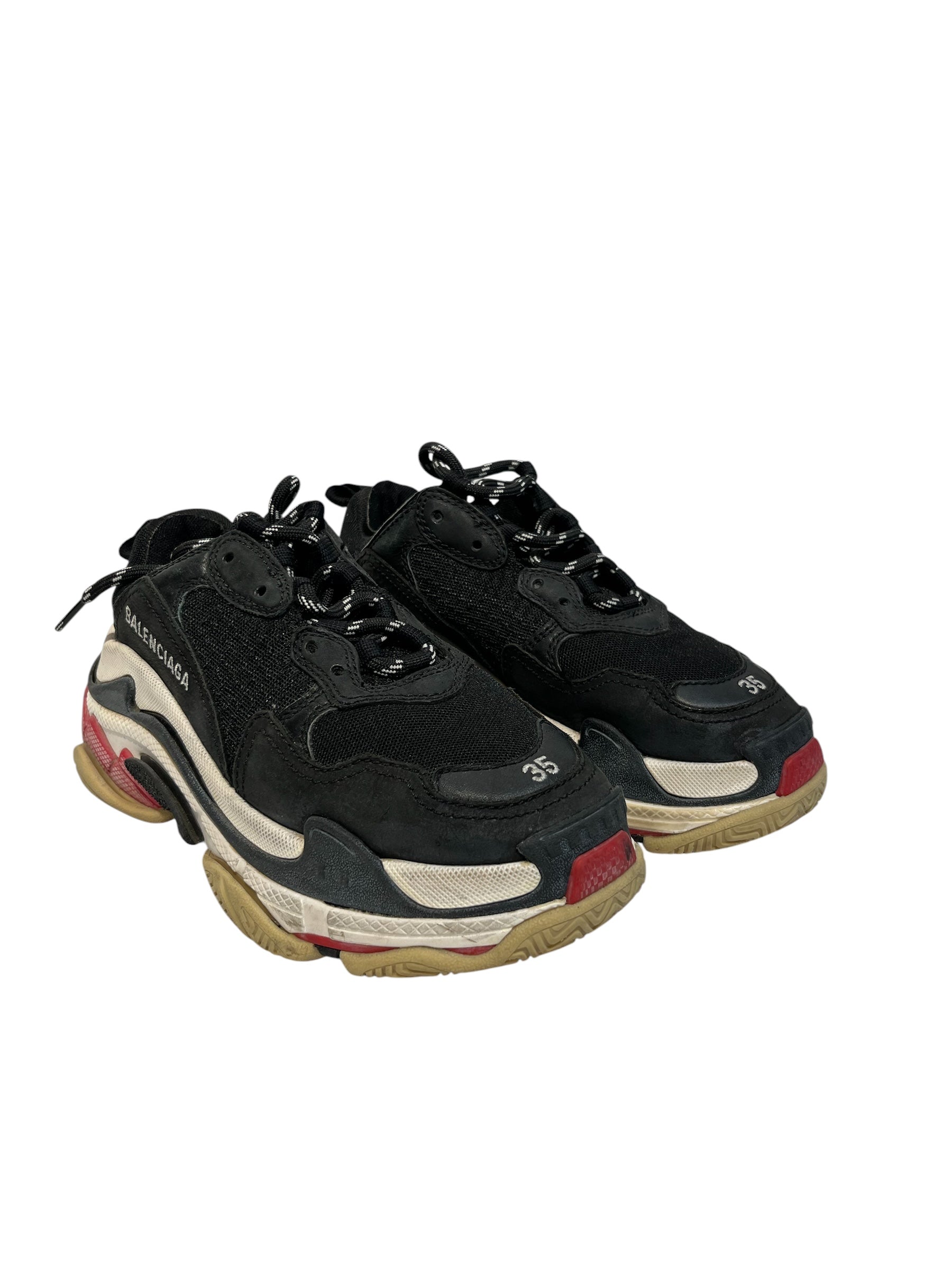 BALENCIAGA/Low-Sneakers/US 5/Polyester/BLK/Triple S view 1