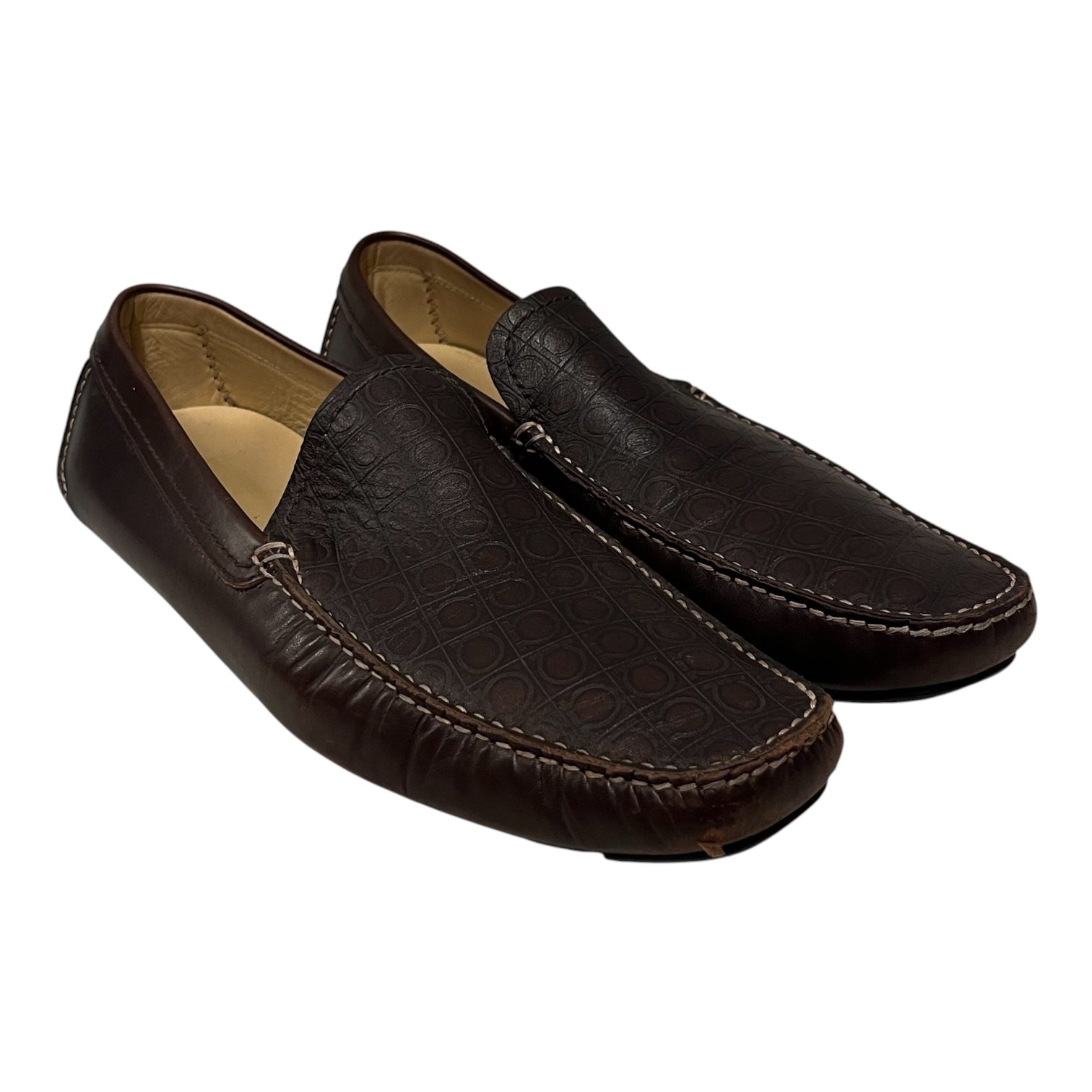 Salvatore Ferragamo/Loafers/US 12/All Over Print/Leather/BRW/driving loafers view 1