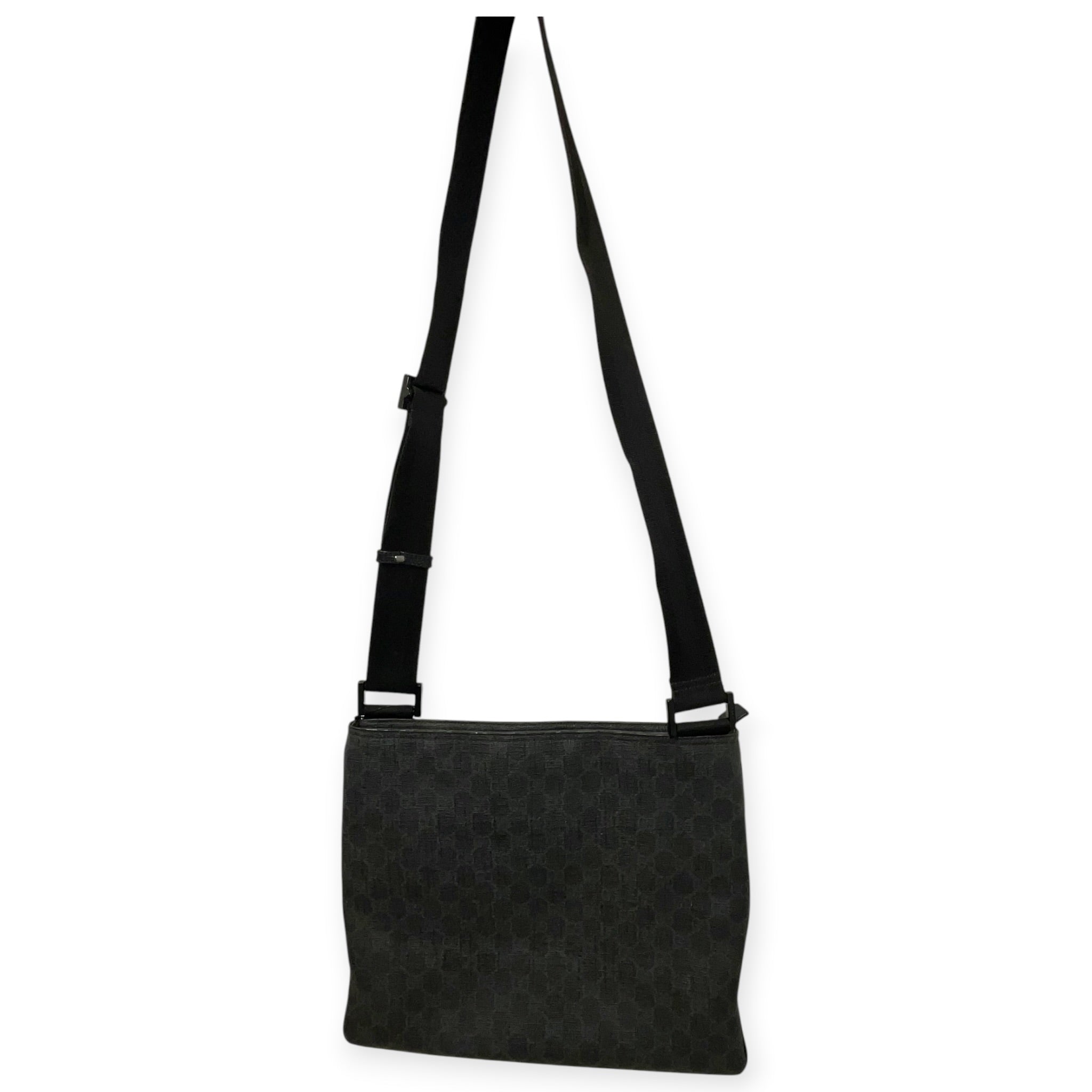 GUCCI/Cross Body Bag/Monogram/Leather/BLK/gg supreme messenger tote view 2