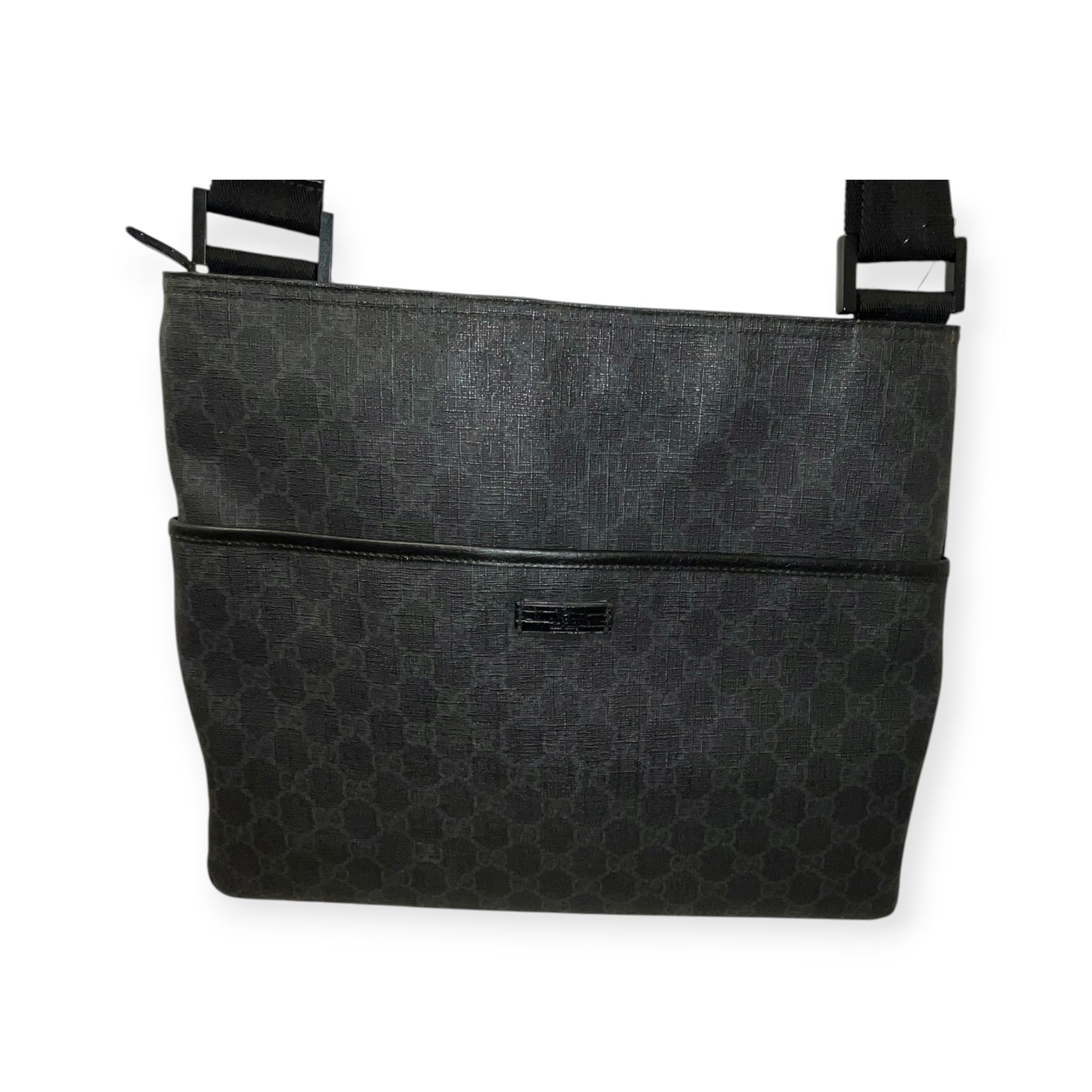 GUCCI/Cross Body Bag/Monogram/Leather/BLK/gg supreme messenger tote view 3
