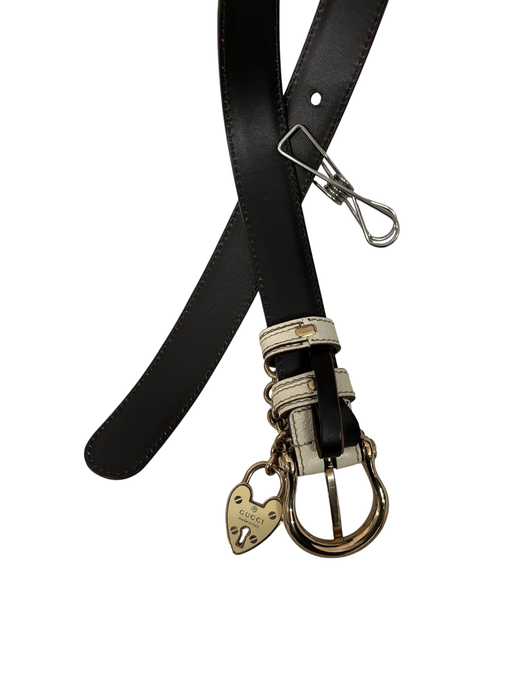 GUCCI/Belt/Leather/CRM/BRASS HEART LOCKET view 3