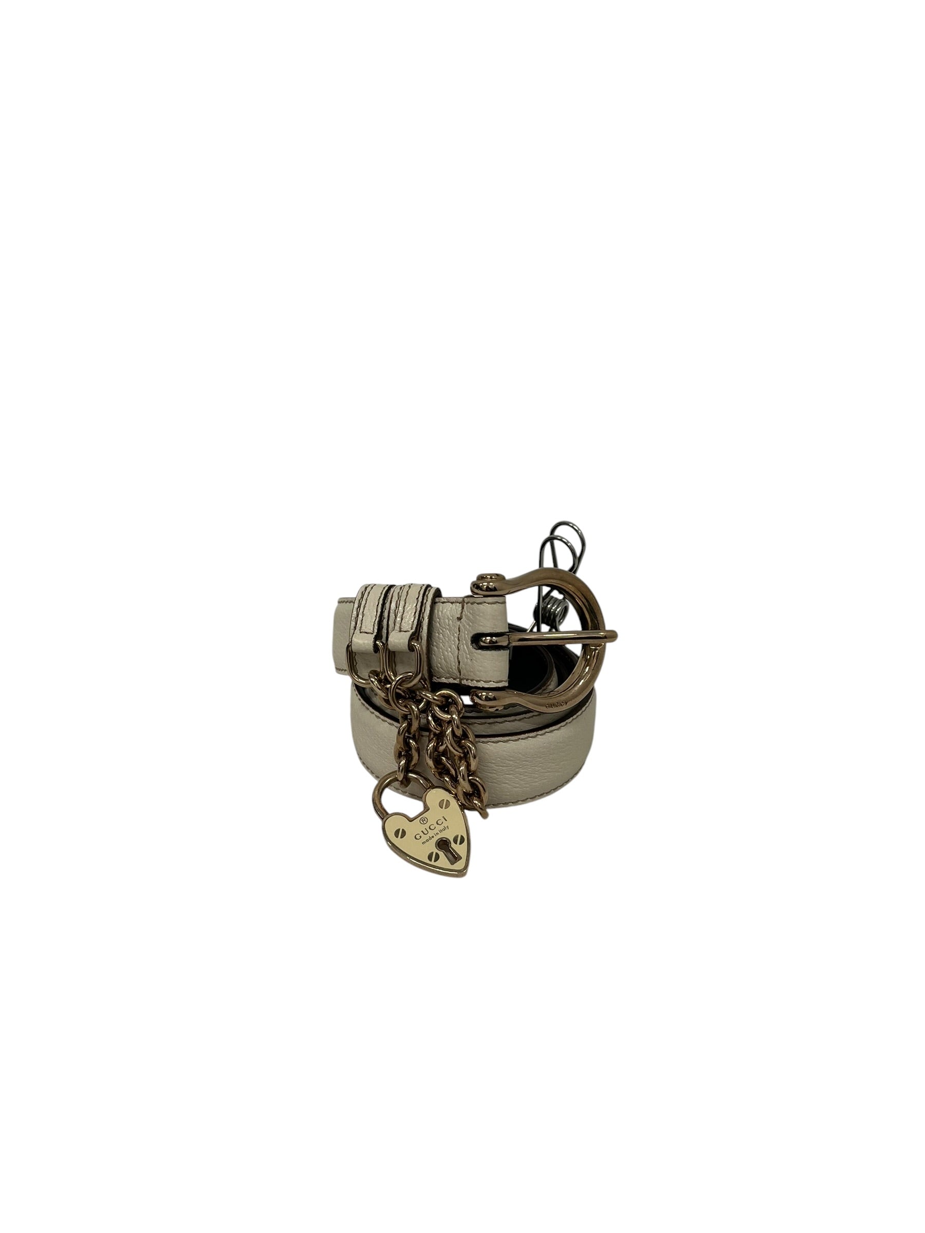 GUCCI/Belt/Leather/CRM/BRASS HEART LOCKET view 1