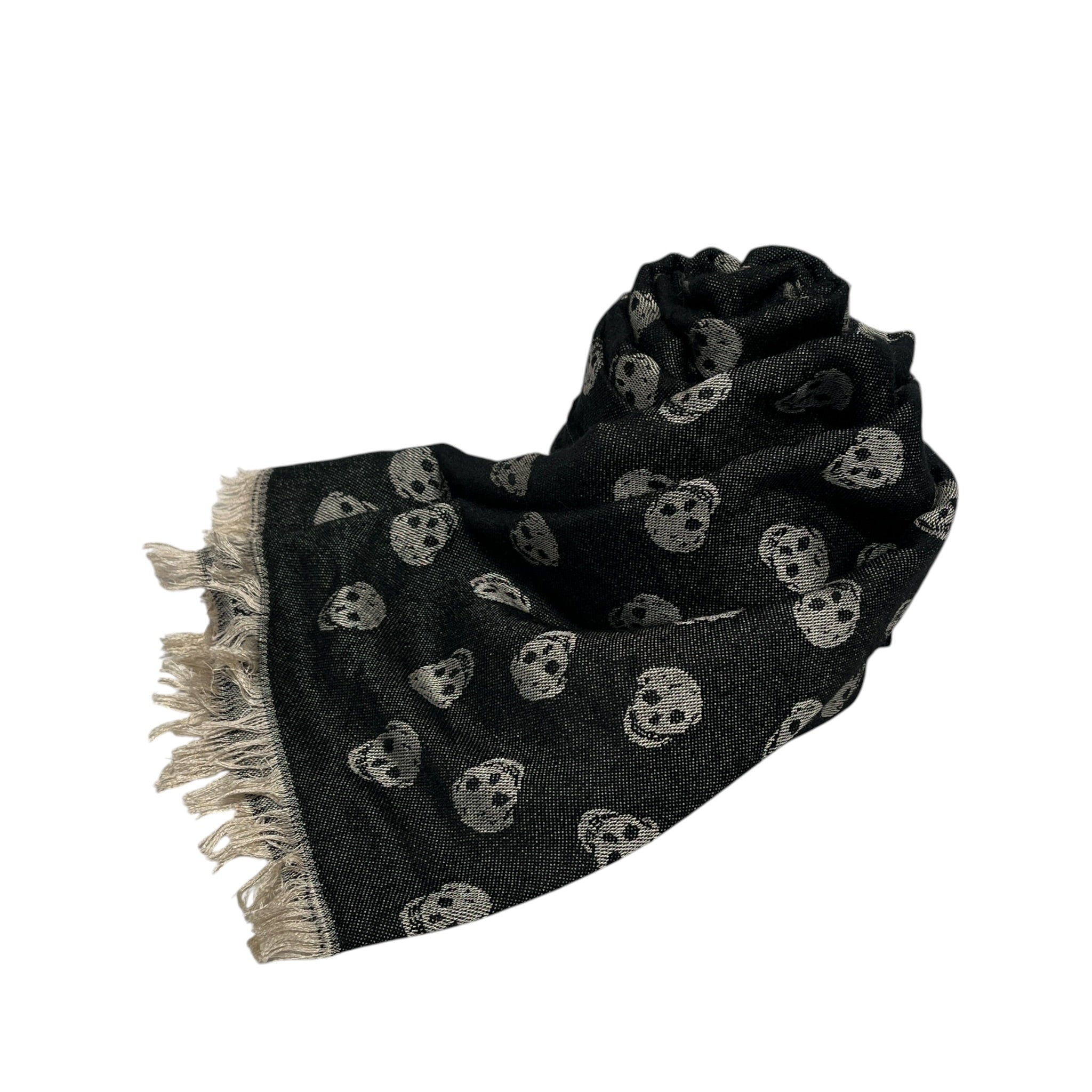 Alexander McQueen/Scarf/All Over Print/Wool/BLK/M's/Black Skull Classic AQ Scarf view 1