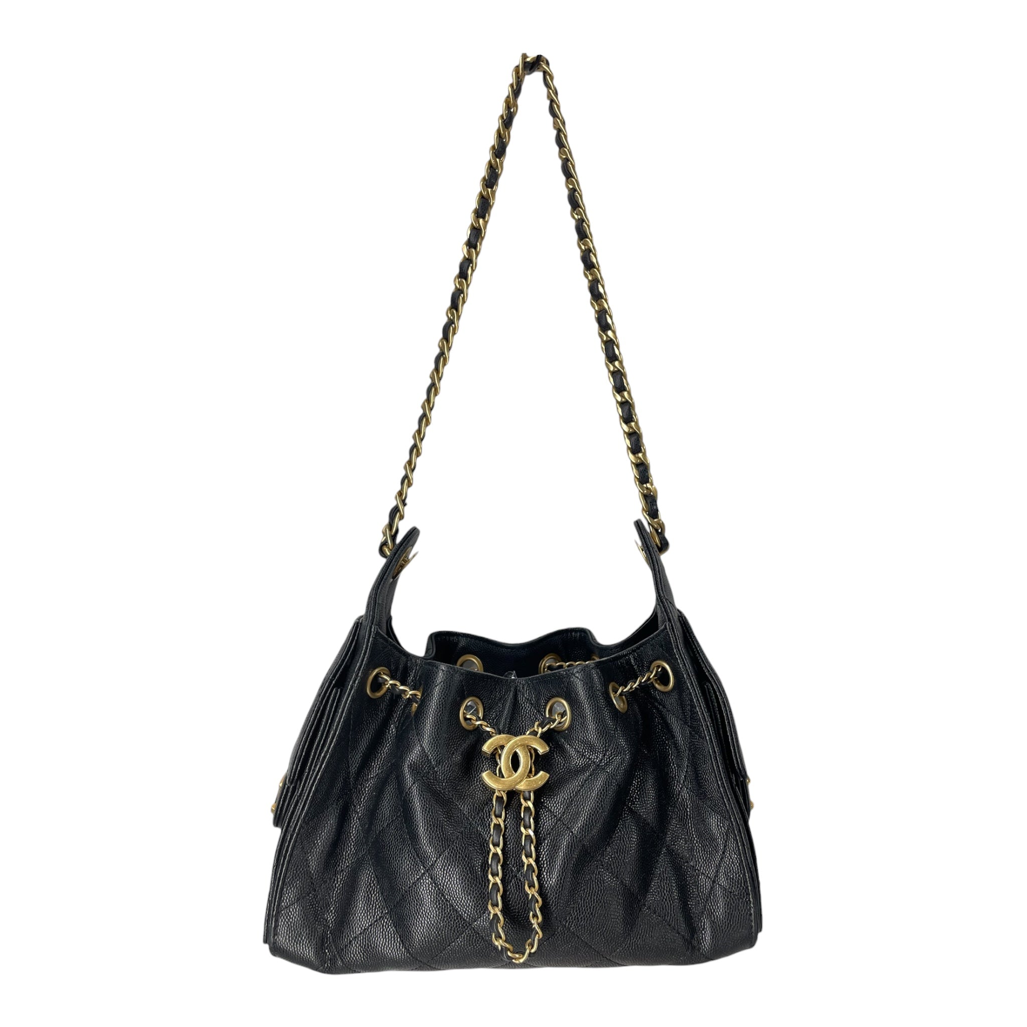 CHANEL/Cross Body Bag/Leather/BLK/QUILTED MINI HOBO 25 view 1