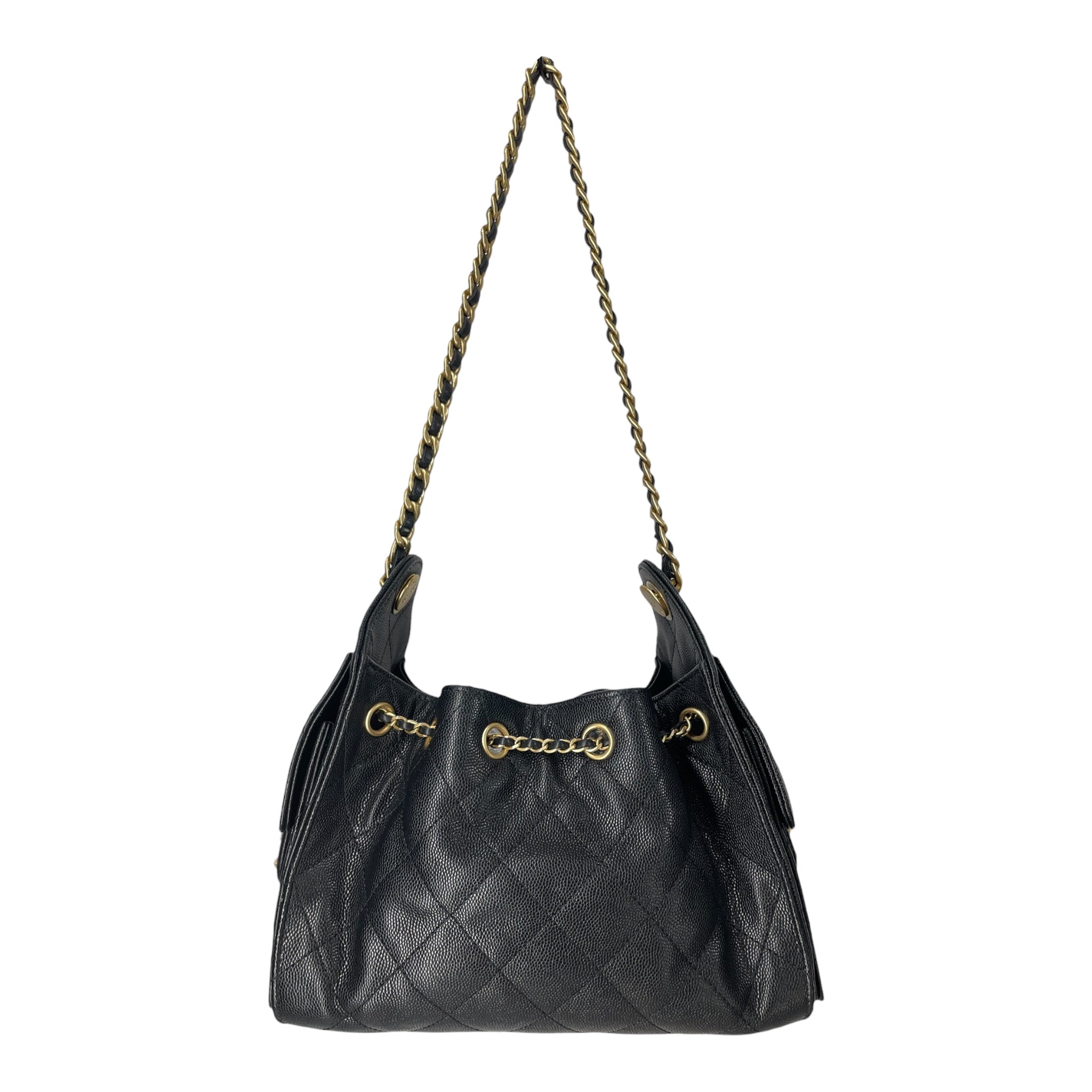 CHANEL/Cross Body Bag/Leather/BLK/QUILTED MINI HOBO 25 view 2