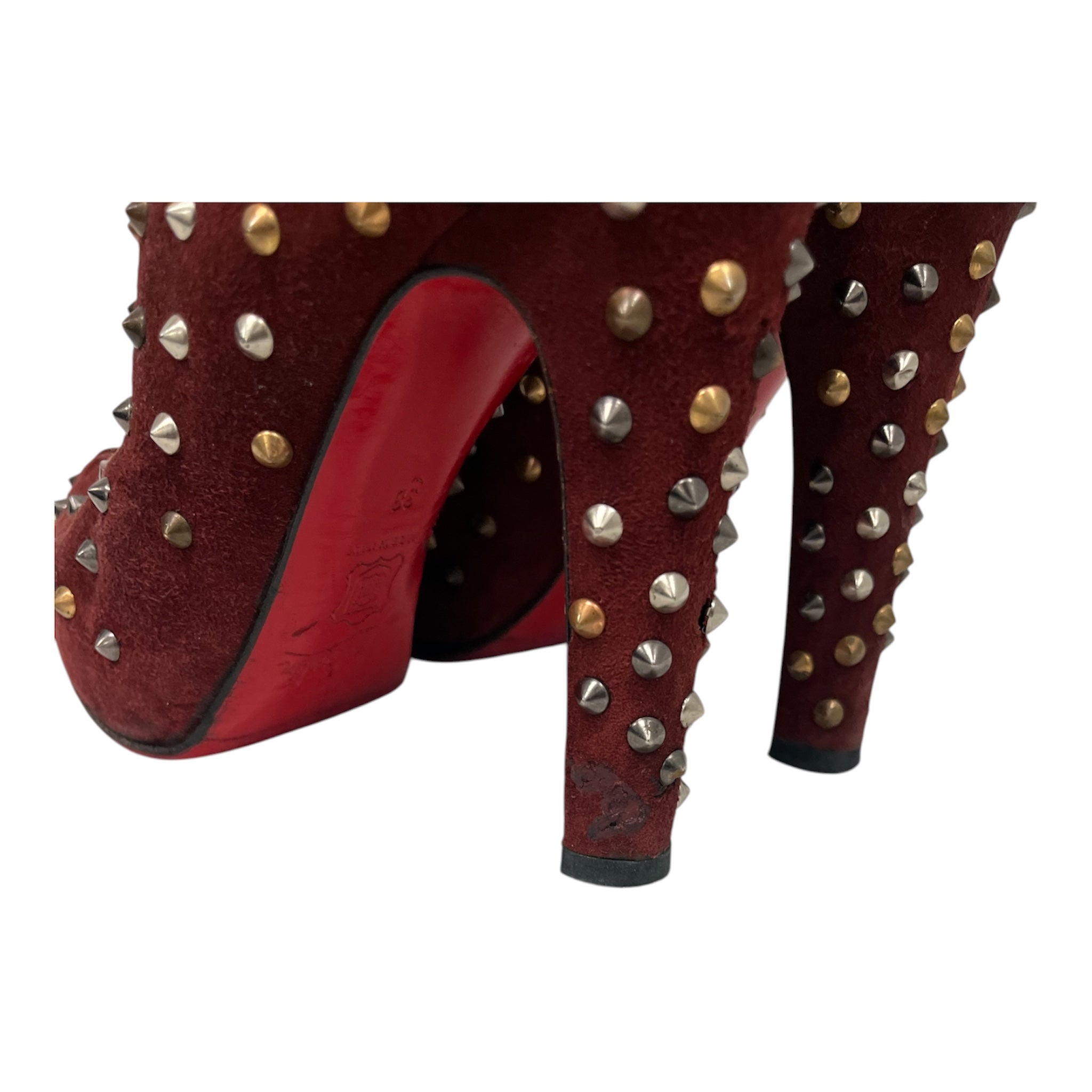 Christian Louboutin/Heels/EU 38/Suede/BRD/STUDDED  ELOISE ANKLE BOOTS view 4