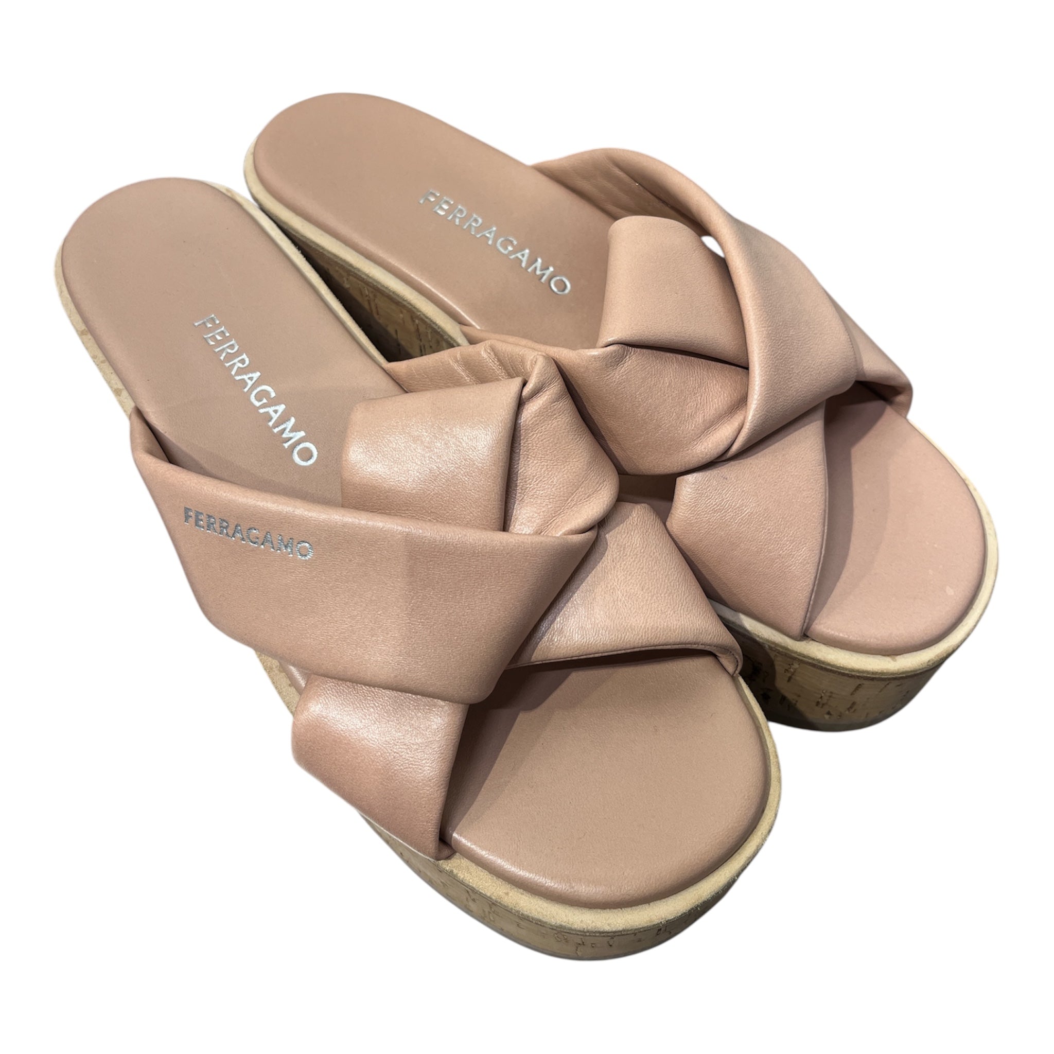 Salvatore Ferragamo/Sandals/US 10/Leather/BEG/Platform/Engracia view 1