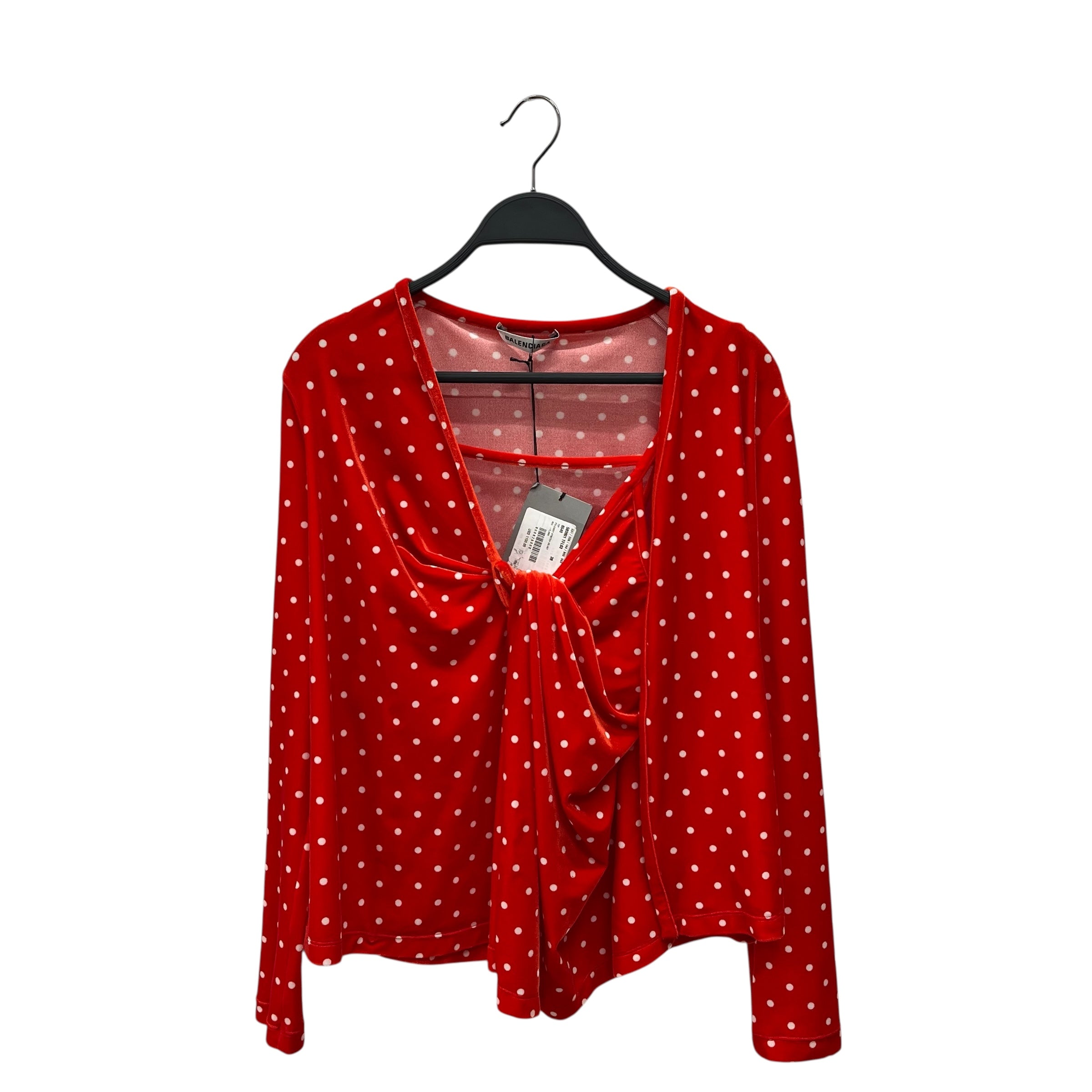 BALENCIAGA/Cardigan/38/Polka dot/Velour/RED/ view 1