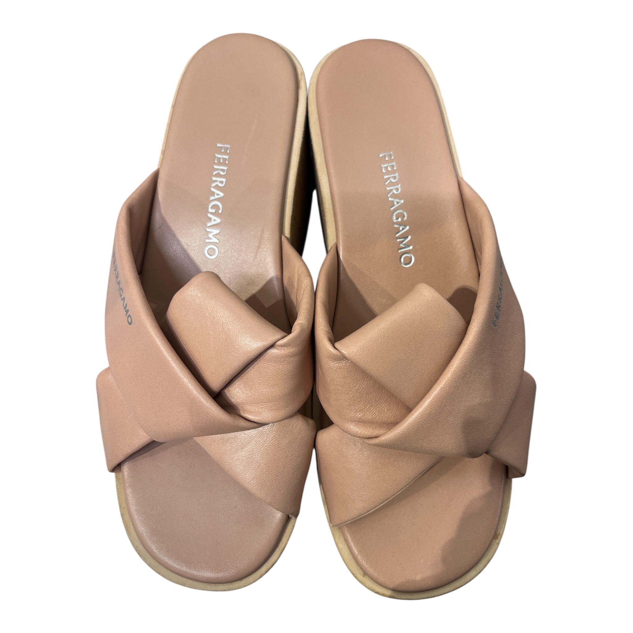 Salvatore Ferragamo/Sandals/US 10/Leather/BEG/Platform/Engracia view 3