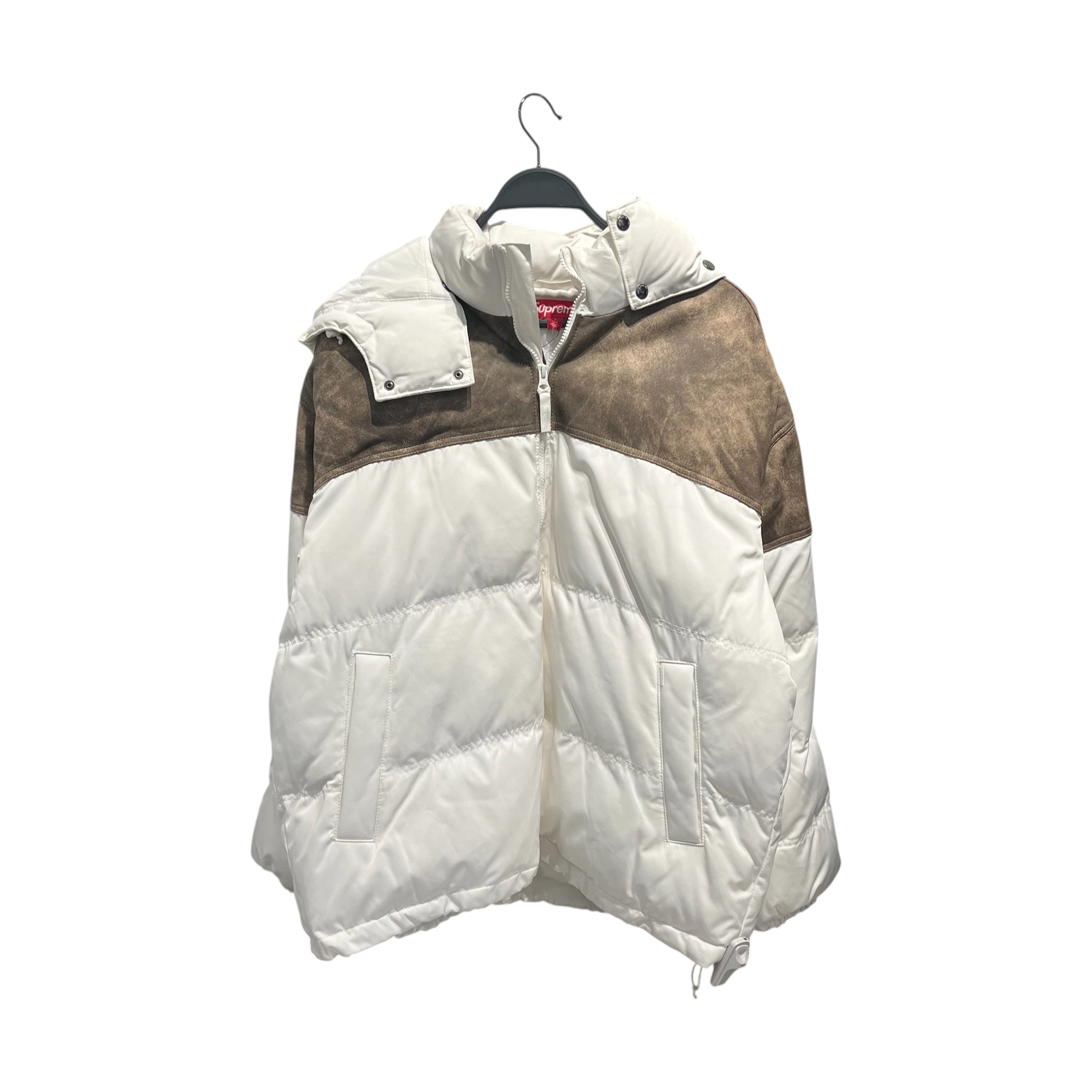 Supreme/Puffer Jkt/L/Polyester/WHT/LEATHER YOKE view 1