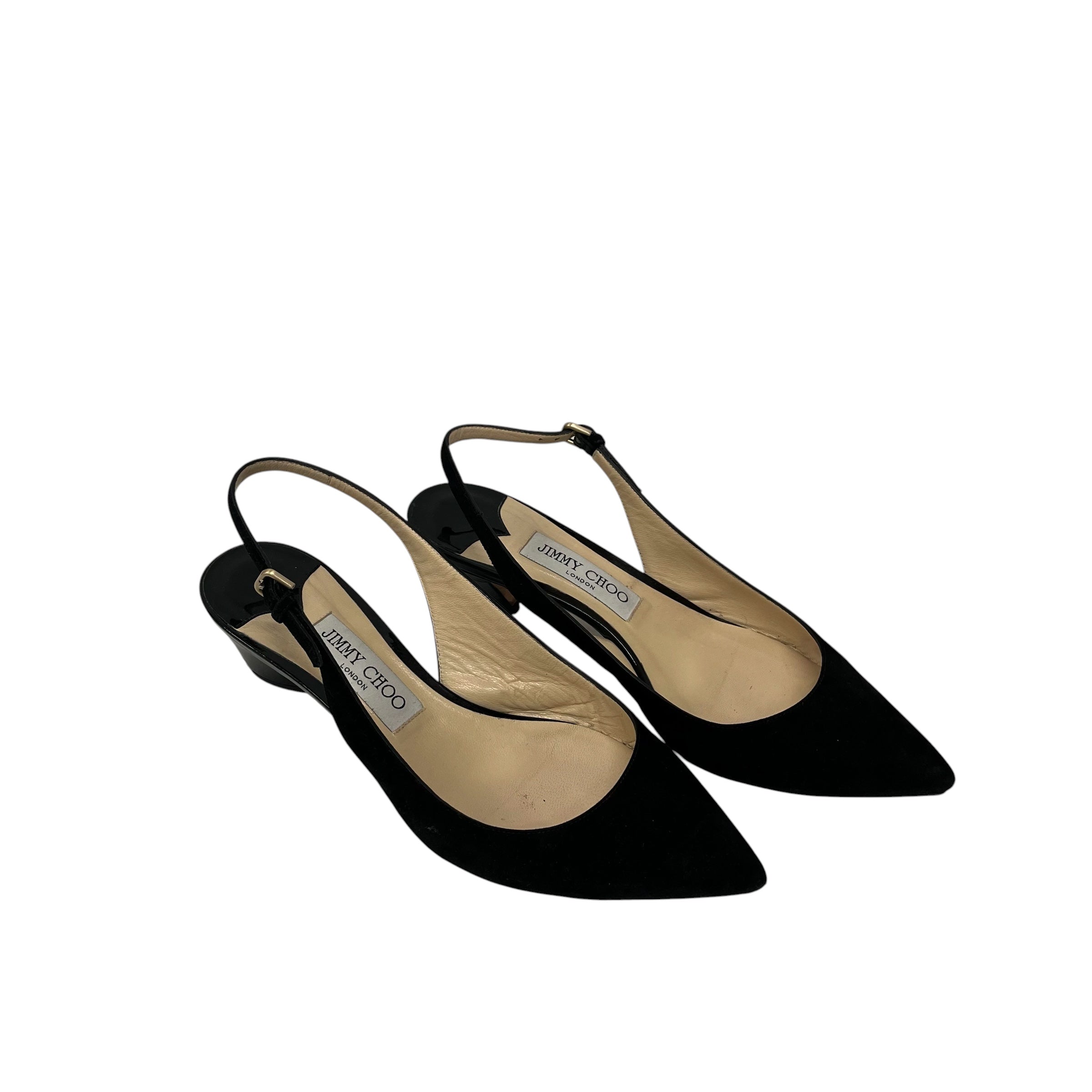 JIMMY CHOO/Heels/US 6.5/Suede/BLK/SLINGBACK view 1