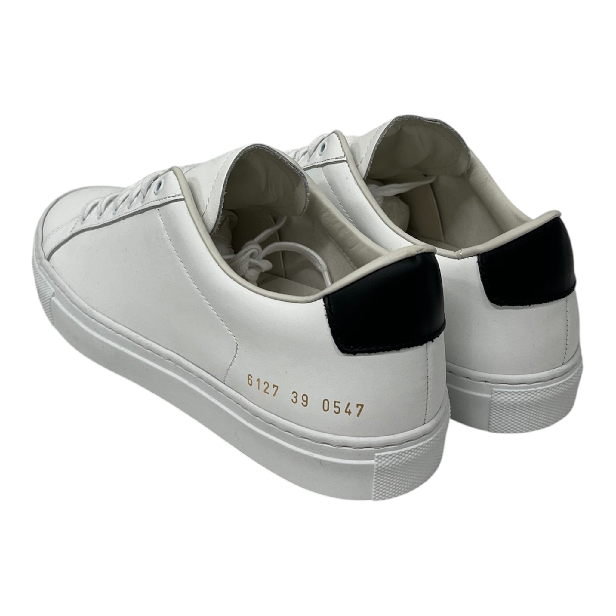 COMMON PROJECTS/Low-Sneakers/US 7.5/Leather/WHT/WHITE SNEAKER, BLACK HEEL TAB view 2