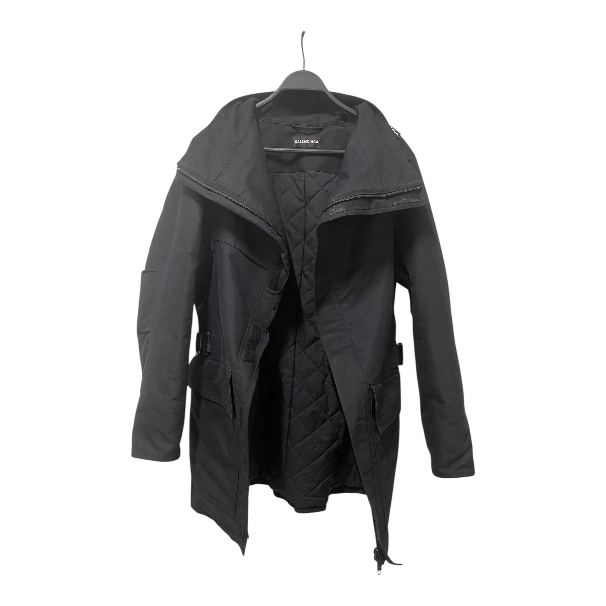 BALENCIAGA/Trench Coat/46/Polyester/BLK/ICOGNITO SWING COAT view 1