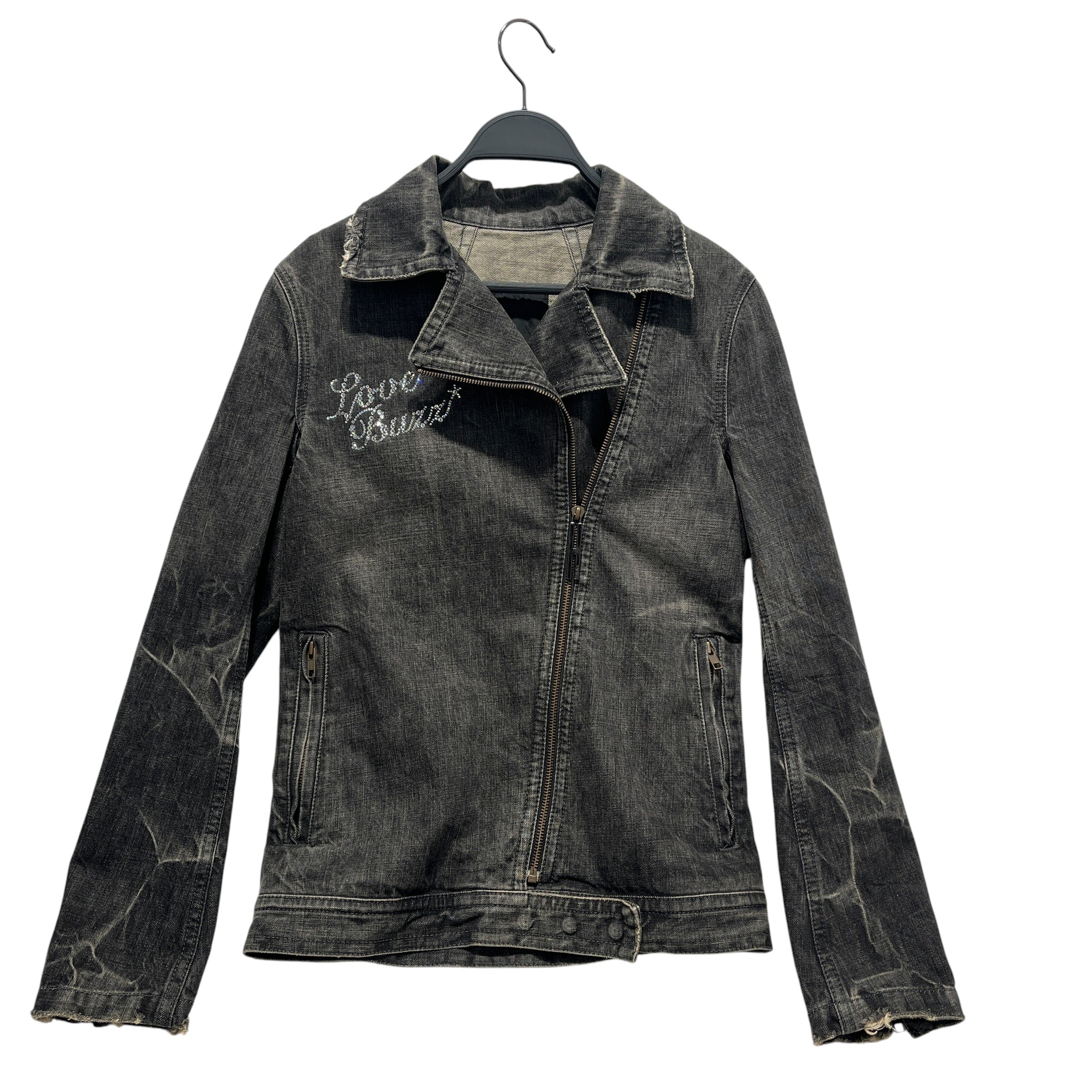 Hysterics/Denim Jkt/FREE/Cotton/BLK/Graphic/Love Burn Rhinstone Denim Jkt view 1