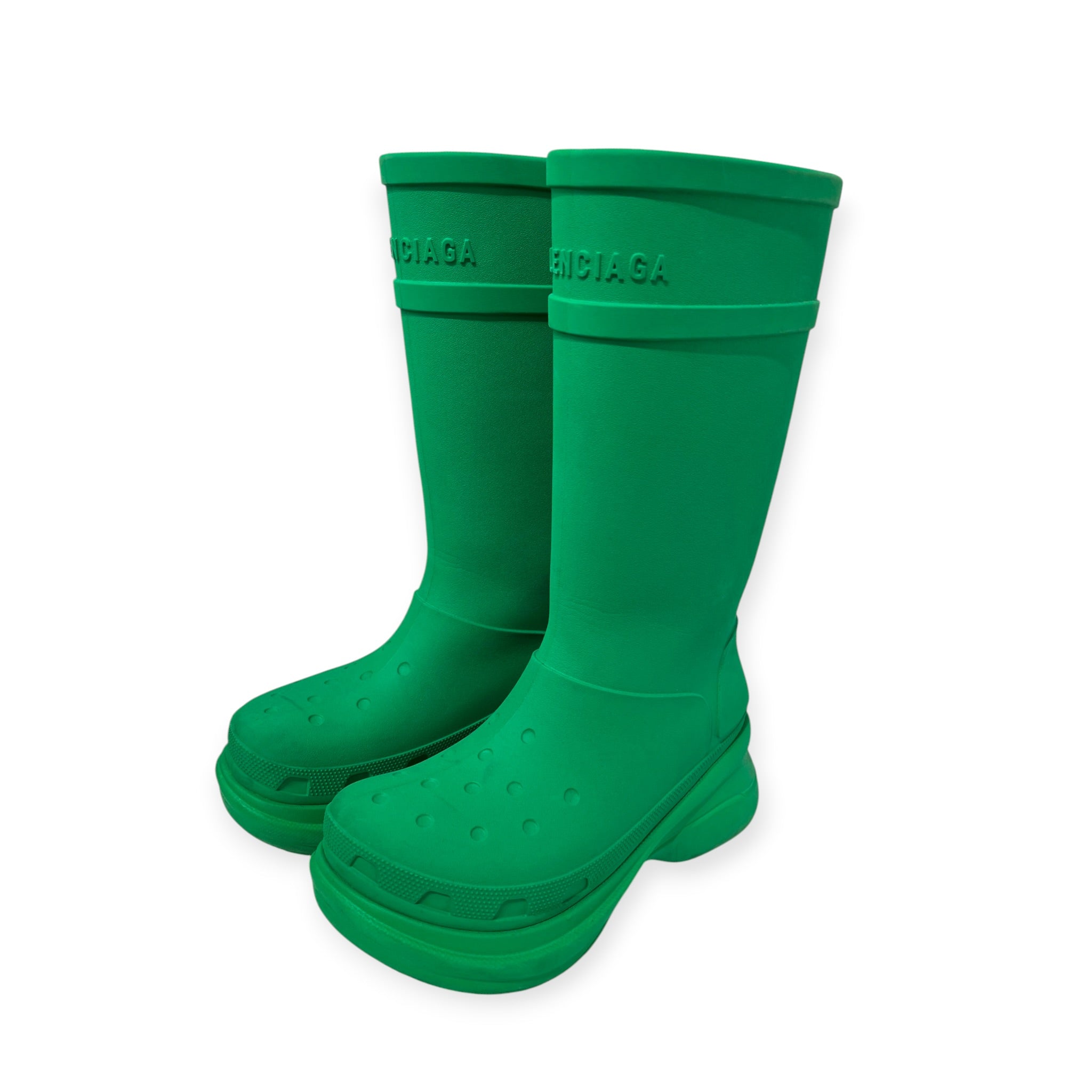 BALENCIAGA/Boots/EU 40/GRN/tall croc boots platform view 1