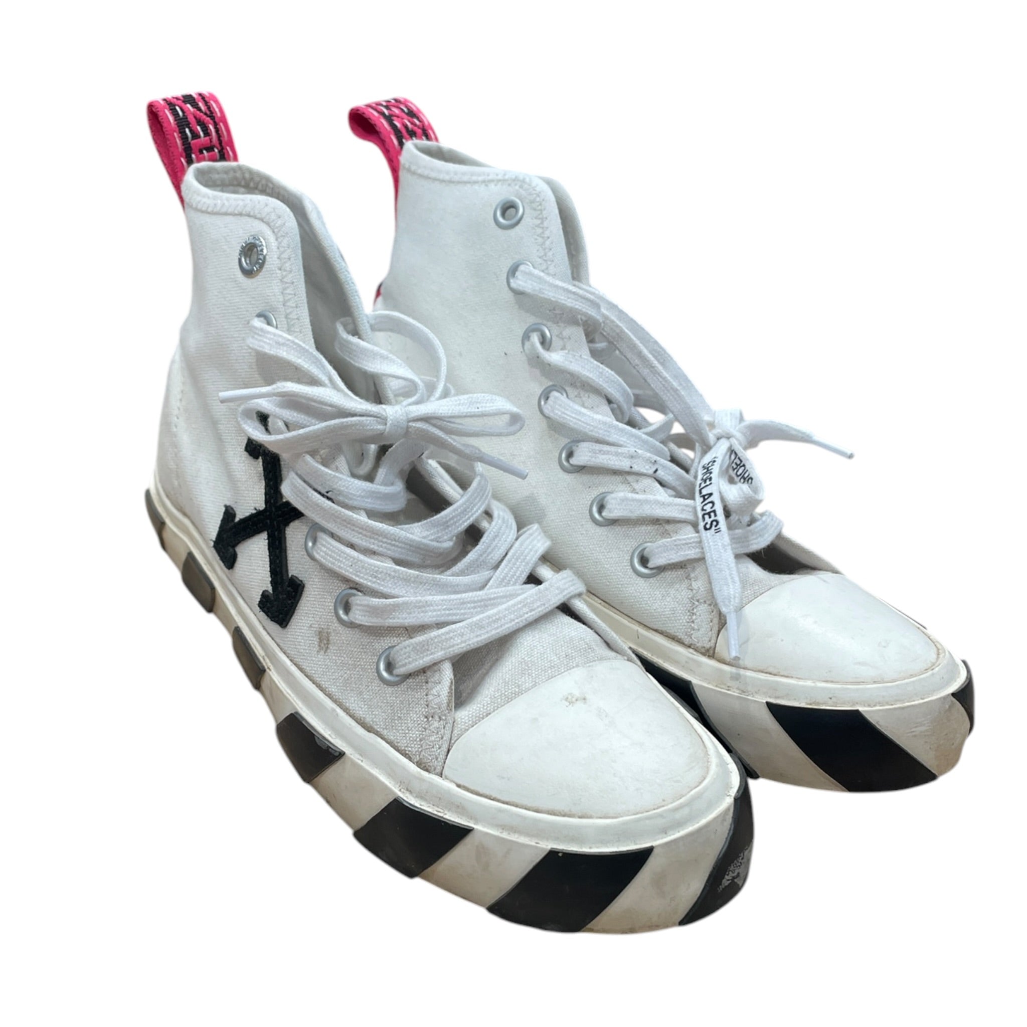 OFF-WHITE/Hi-Sneakers/EU 41/Cotton/WHT/High tops with pink detail view 1