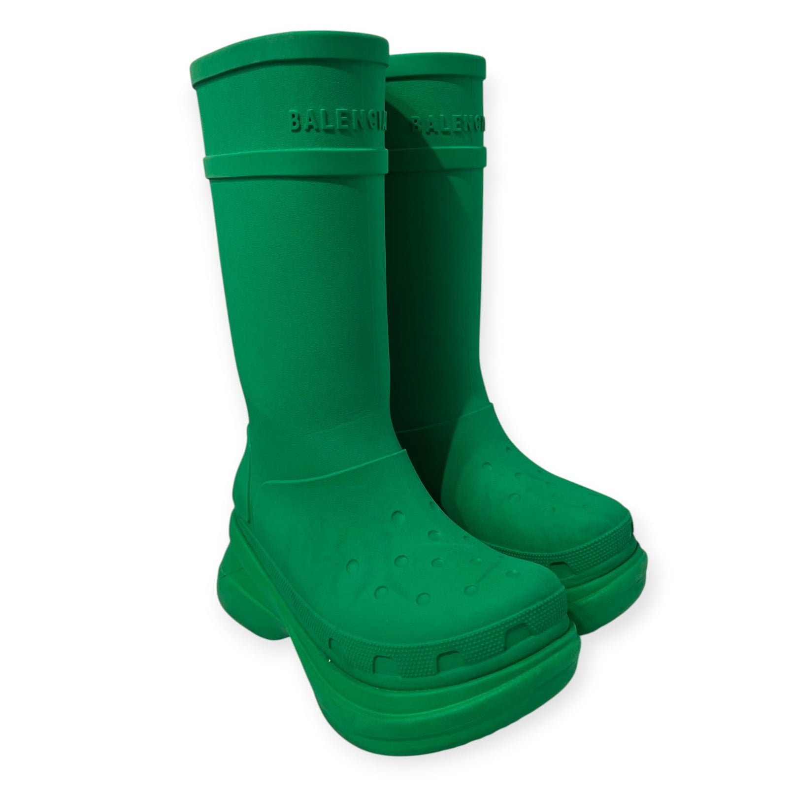 BALENCIAGA/Boots/EU 40/GRN/tall croc boots platform view 1