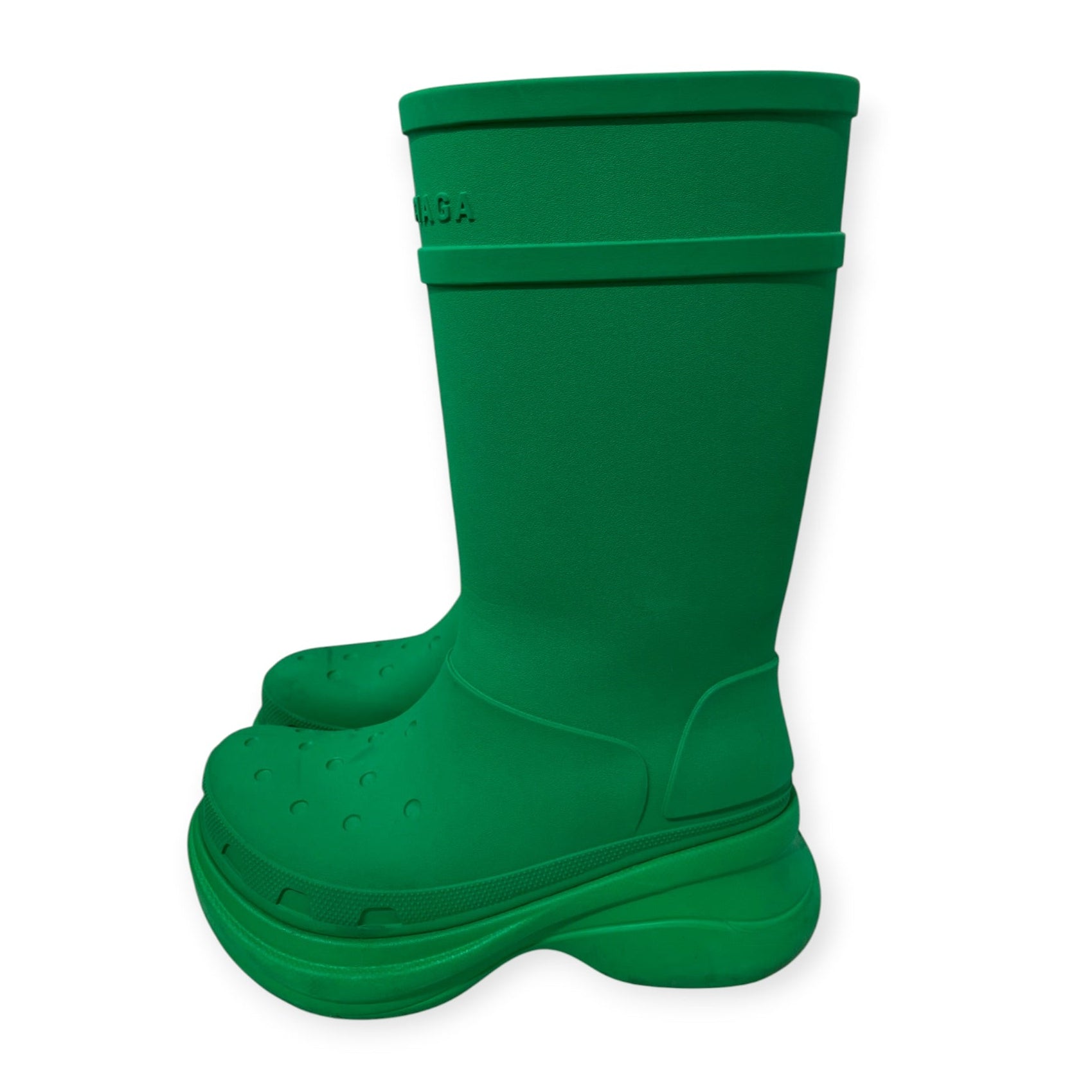 BALENCIAGA/Boots/EU 40/GRN/tall croc boots platform view 2