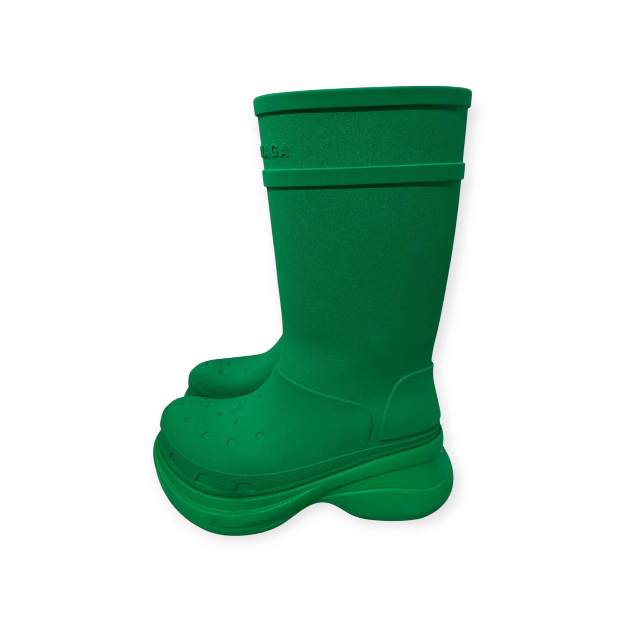 BALENCIAGA/Boots/EU 40/GRN/tall croc boots platform view 2