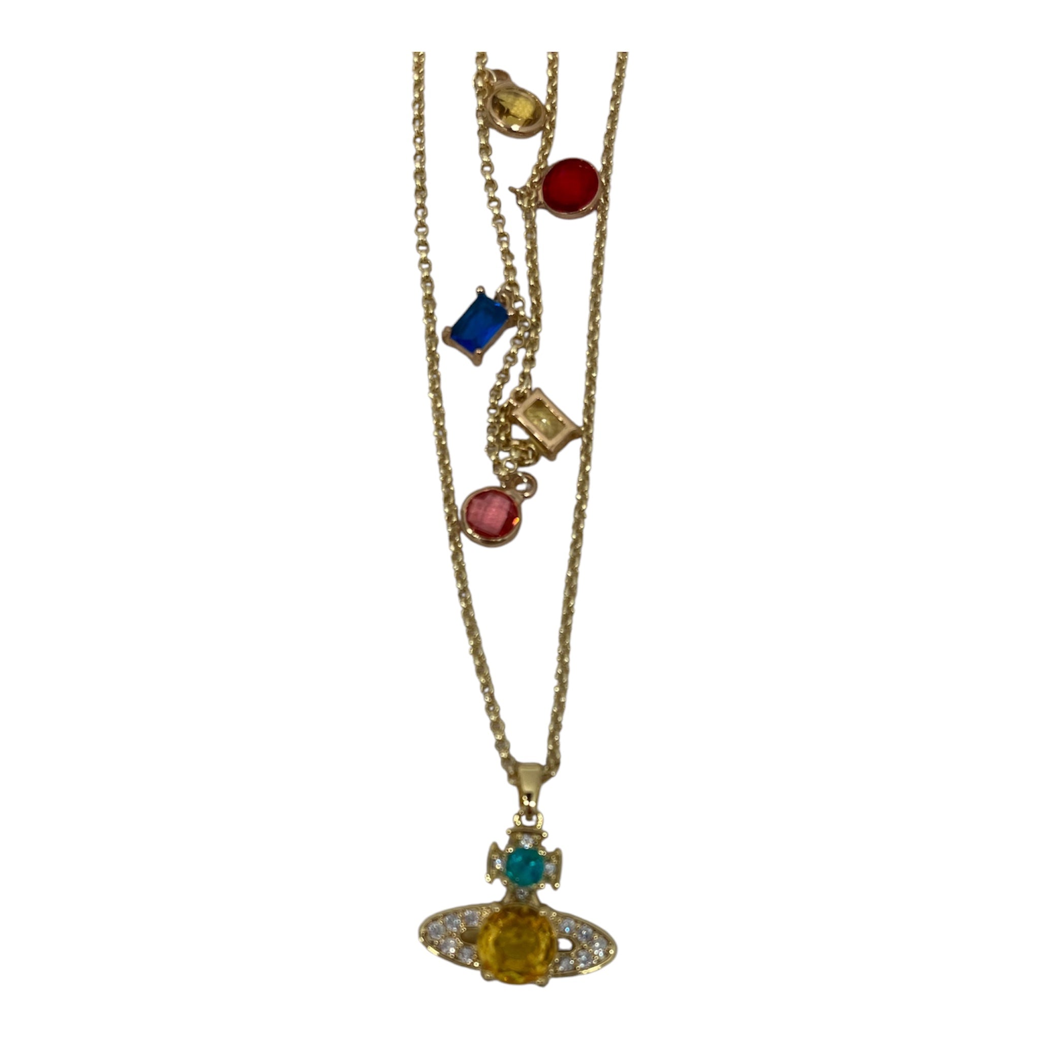 Vivienne Westwood/Necklace/GLD/2 LAYER W MULTI COLOR STONES view 2