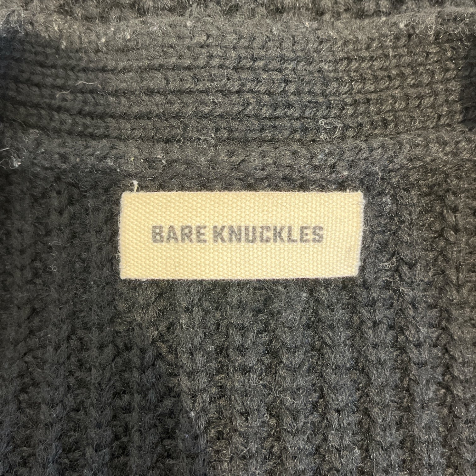 BARE KNUCKLES/Heavy Cardigan/M/Cotton/BLK/HEAVY CARDIGAN view 4