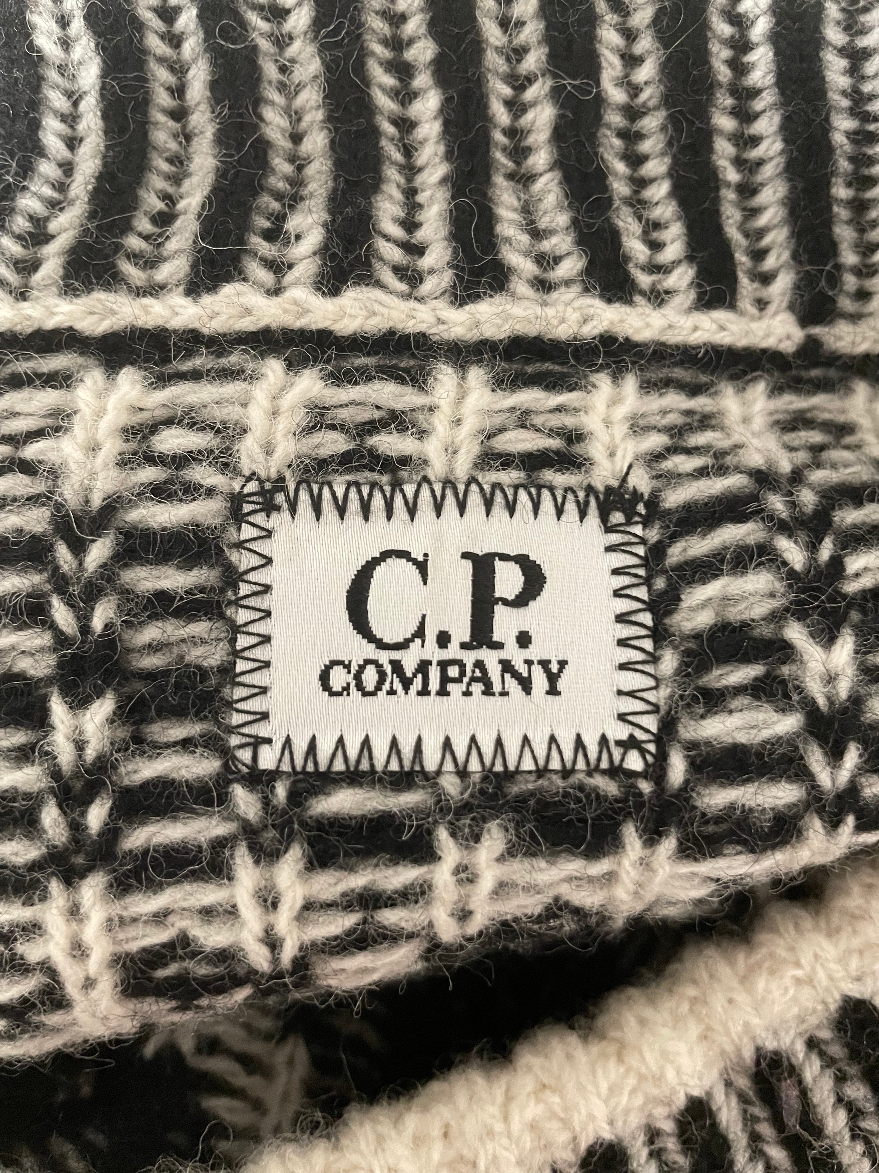 C.P.COMPANY/Sweater/XL/All Over Print/Wool/BLK/WHT-ACCENT KNIT SWETR view 3