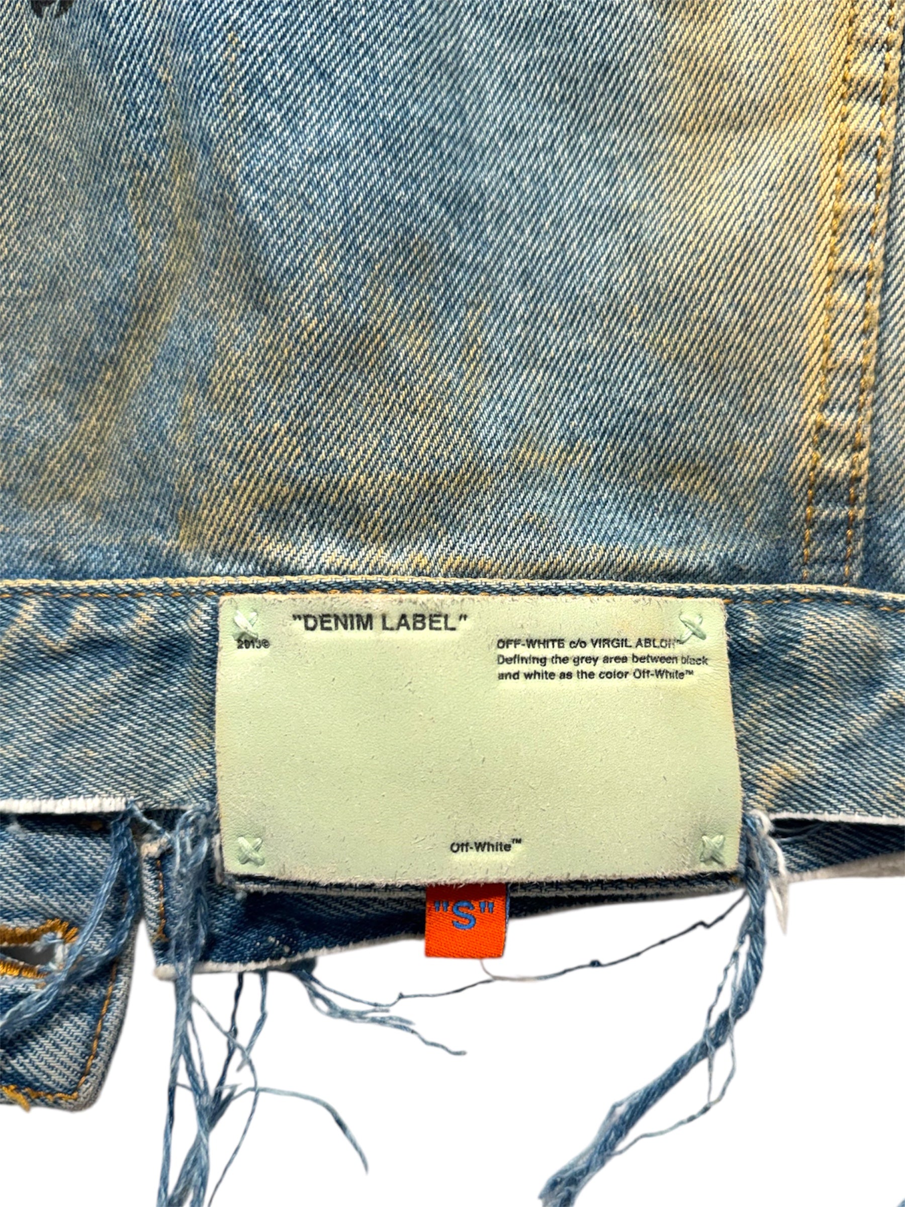 OFF-WHITE/Denim Jkt/L/Denim/IDG/All Over Print/Drawn On Wizard Slim view 3