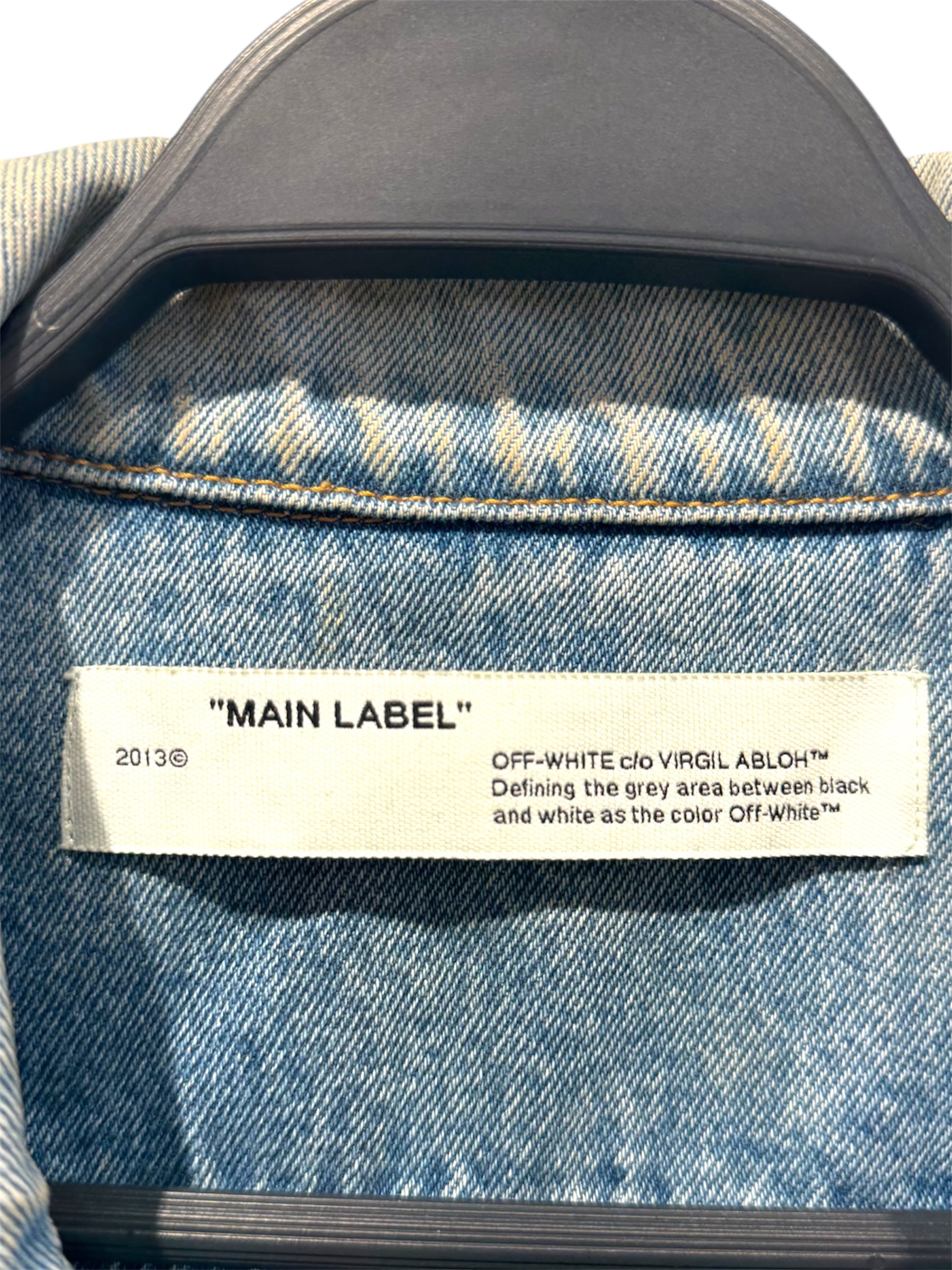 OFF-WHITE/Denim Jkt/L/Denim/IDG/All Over Print/Drawn On Wizard Slim view 4