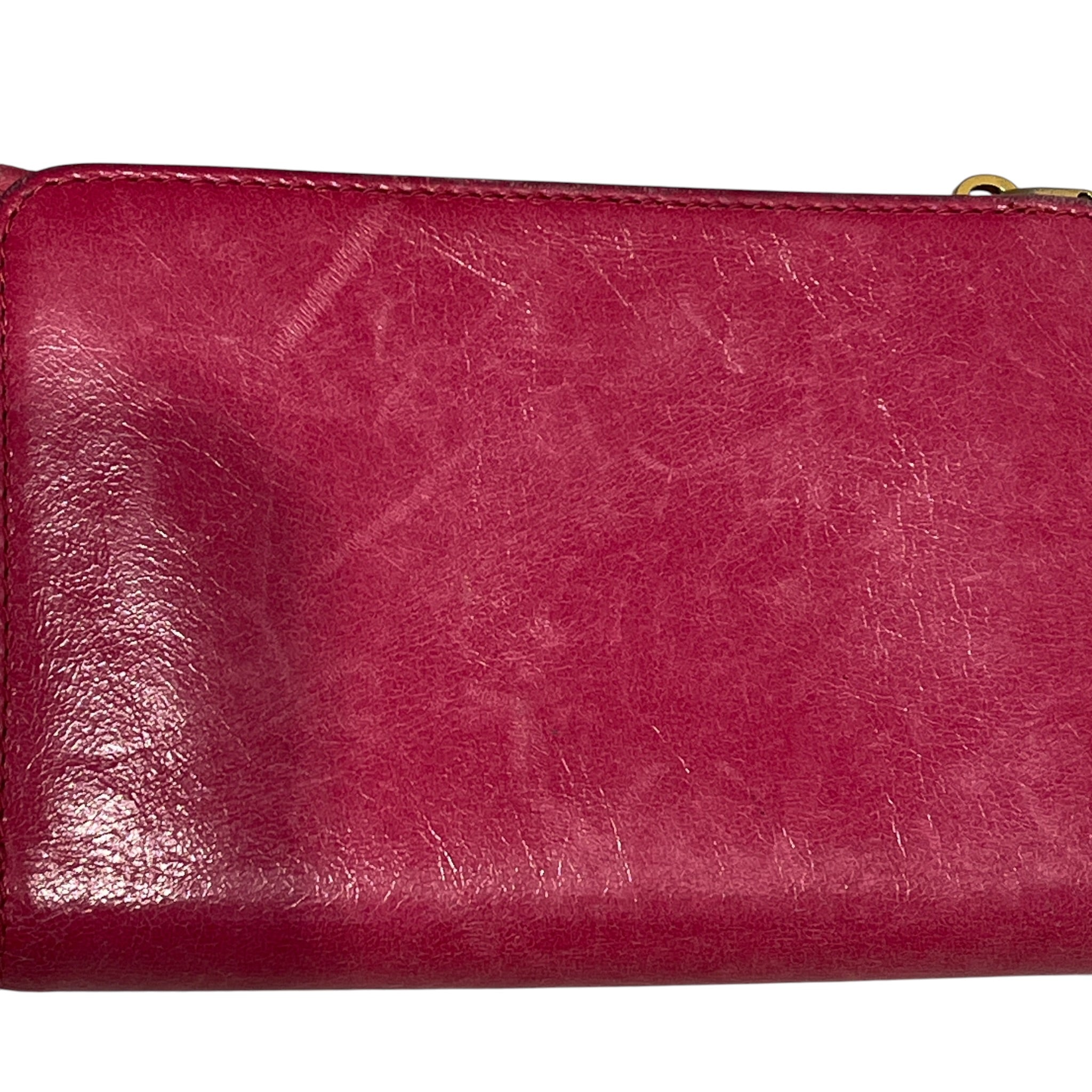 MIU MIU/Bifold Wallet/Leather/PNK/L's/front bow / gold hardware view 8