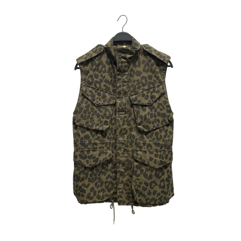 SAINT LAURENT/Vest/34/Leopard/Cotton/BRW/Front Zip/4 PKT/ZIP-VEST/LEOPARD