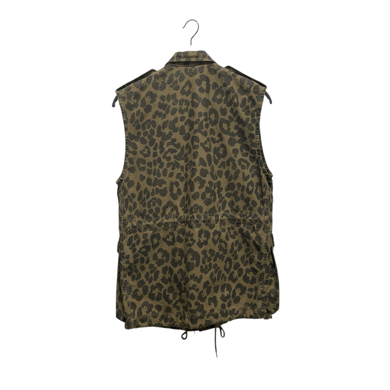 SAINT LAURENT/Vest/34/Leopard/Cotton/BRW/Front Zip/4 PKT/ZIP-VEST/LEOPARD