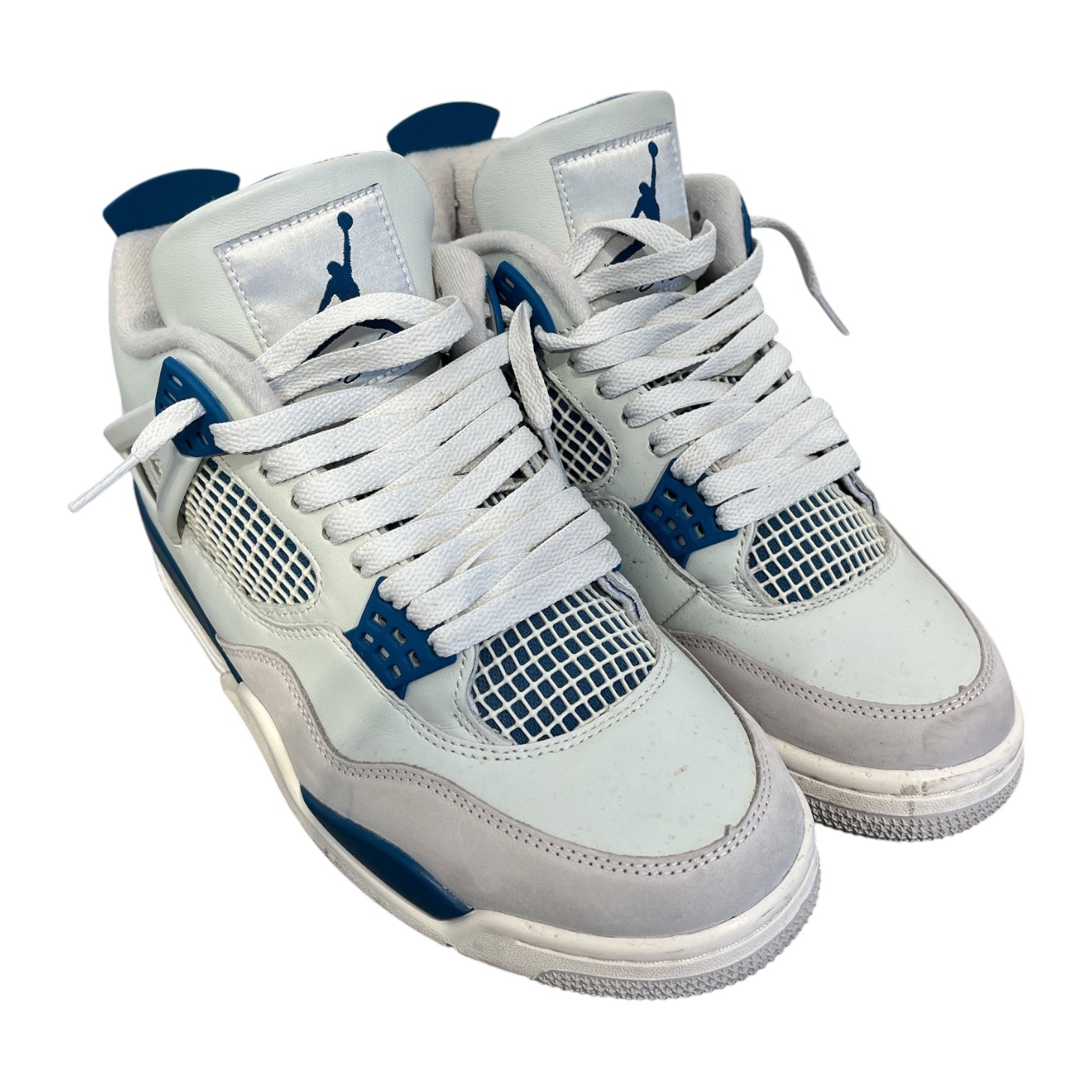 JORDAN BRAND/Hi-Sneakers/US 8.5/Leather/WHT/military blue jordan 4 view 1