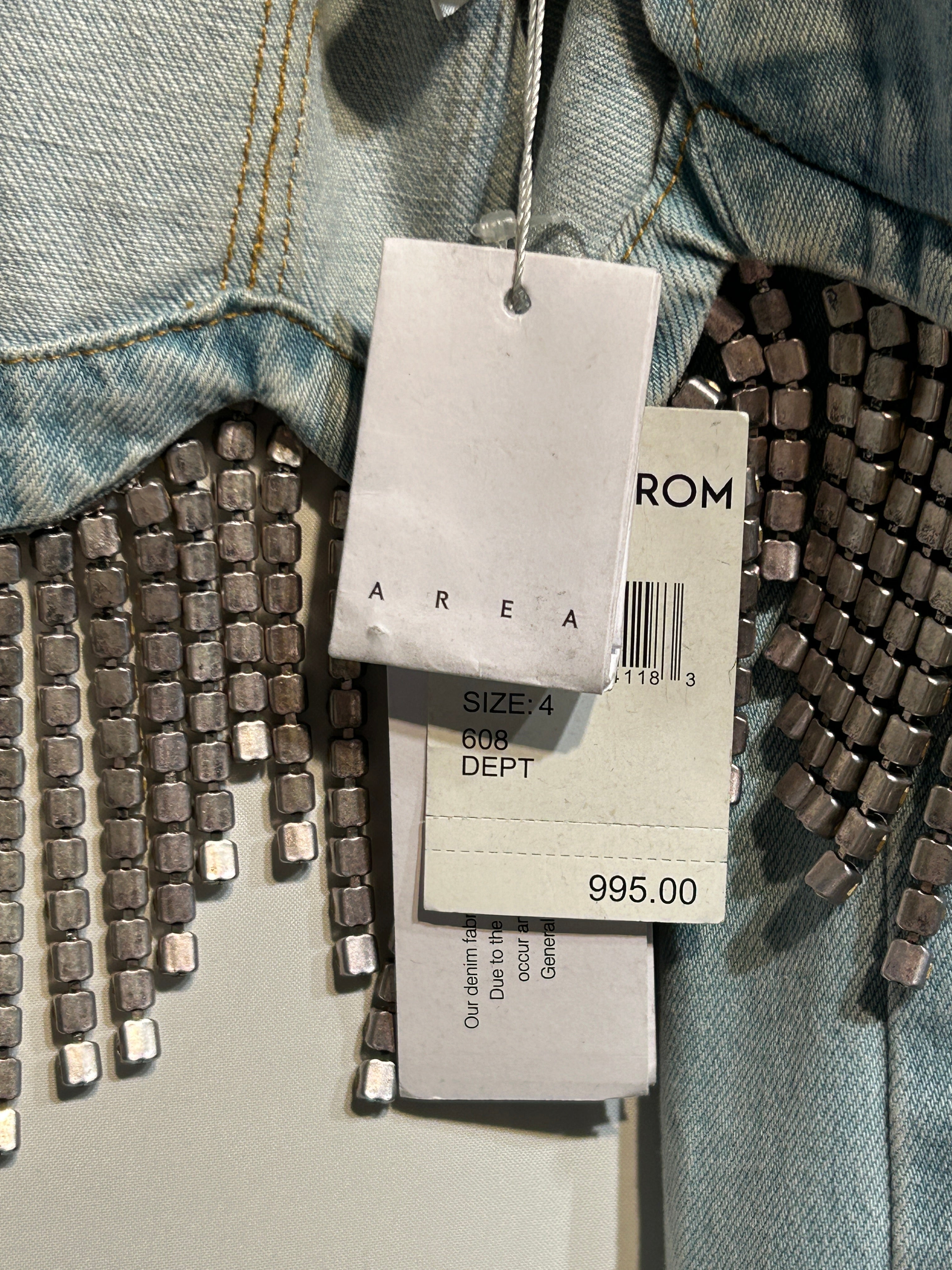 AREA/Denim Jkt/4/Denim/BLU/Crystal Trim Jacket view 4