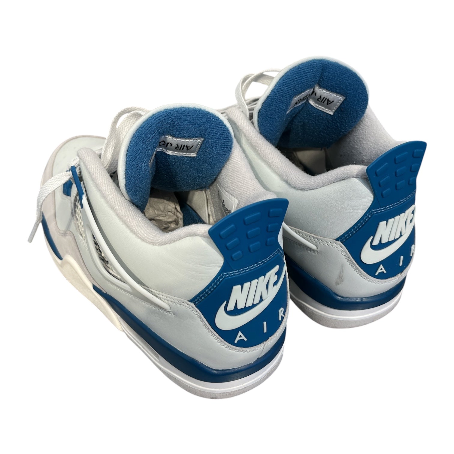 JORDAN BRAND/Hi-Sneakers/US 8.5/Leather/WHT/military blue jordan 4 view 2
