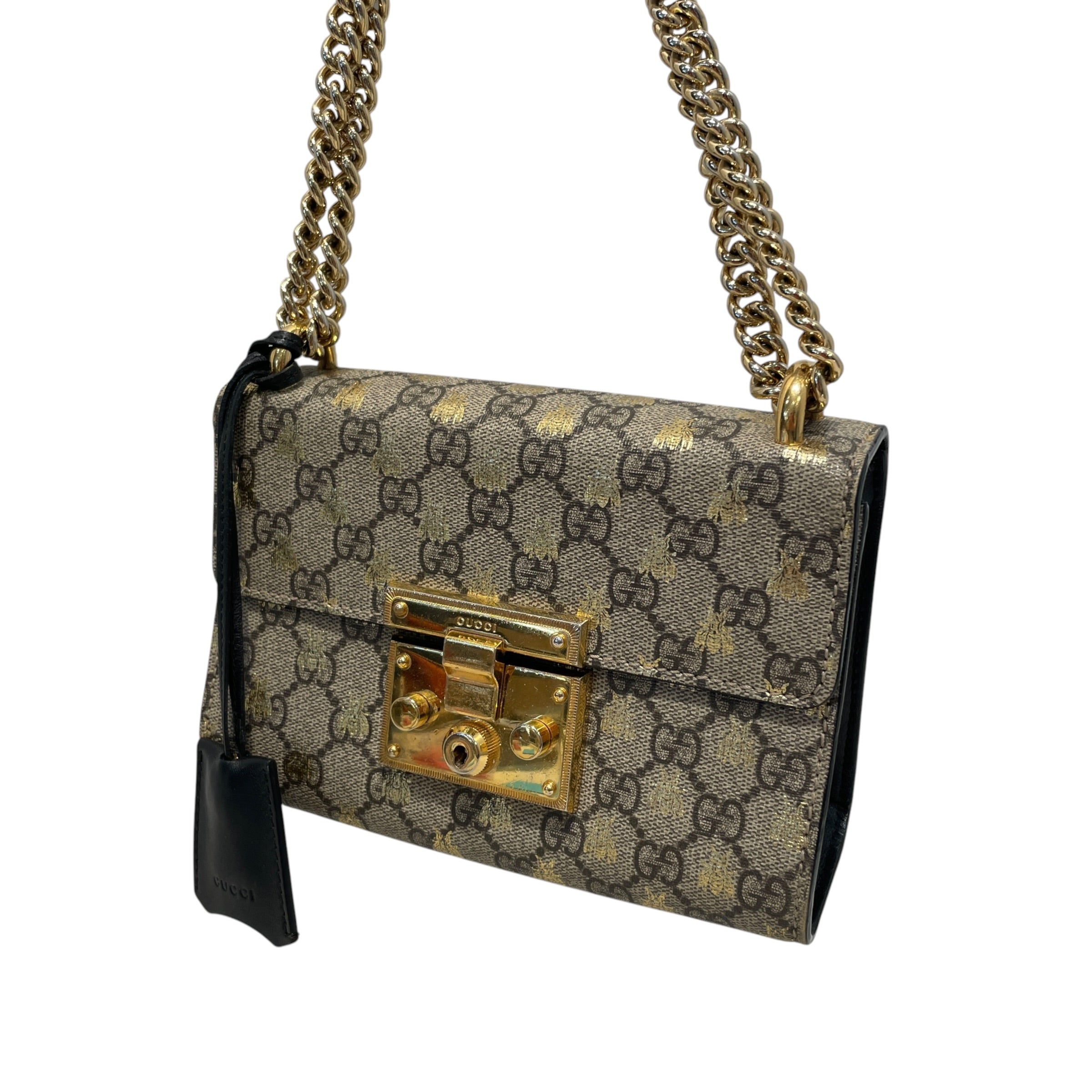 GUCCI/Cross Body Bag/Monogram/Leather/BEG/Bug Padlock GG view 2