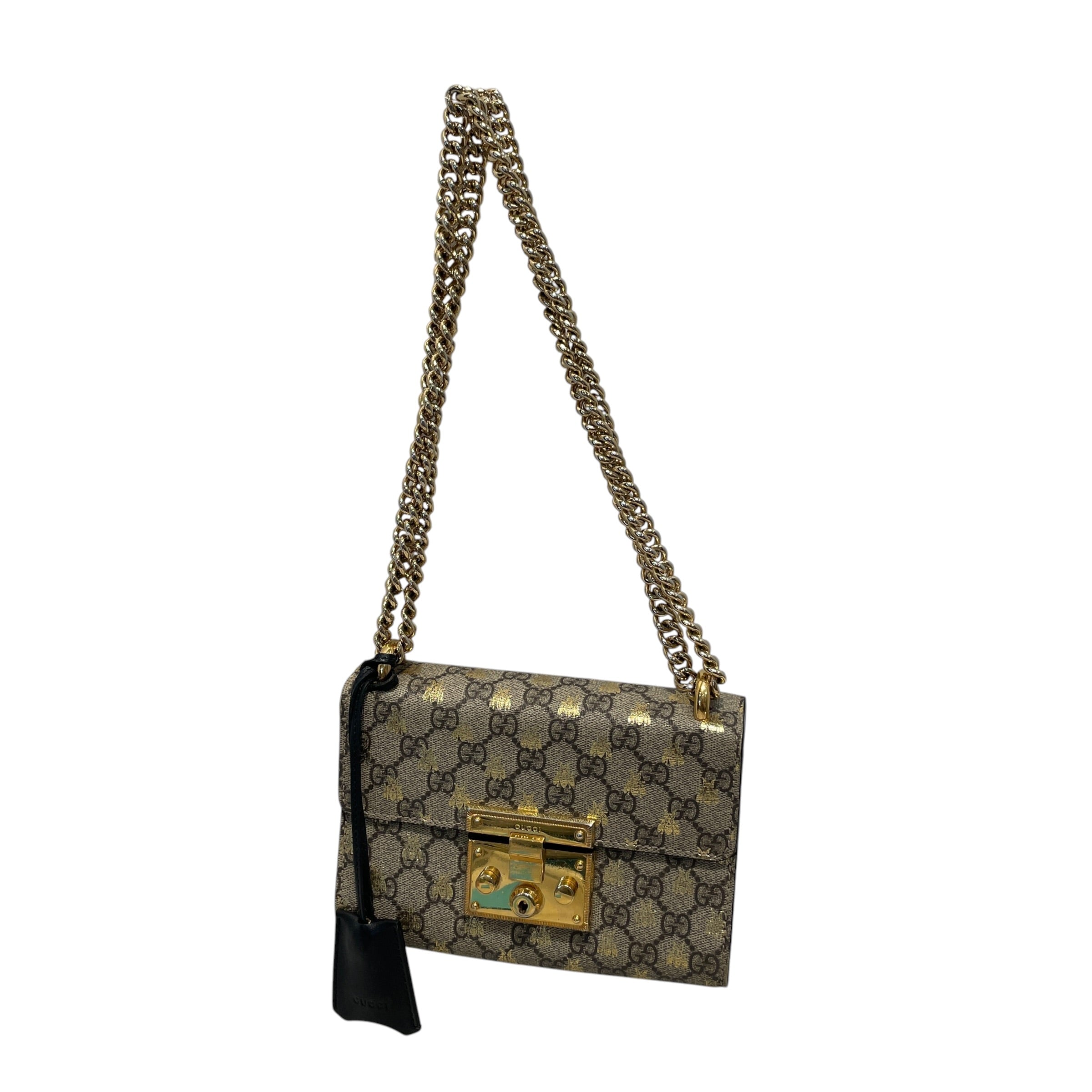 GUCCI/Cross Body Bag/Monogram/Leather/BEG/Bug Padlock GG view 1