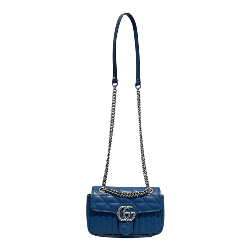GUCCI/Bag/OS/Leather/BLU/GG MARMONT SHOULDER/