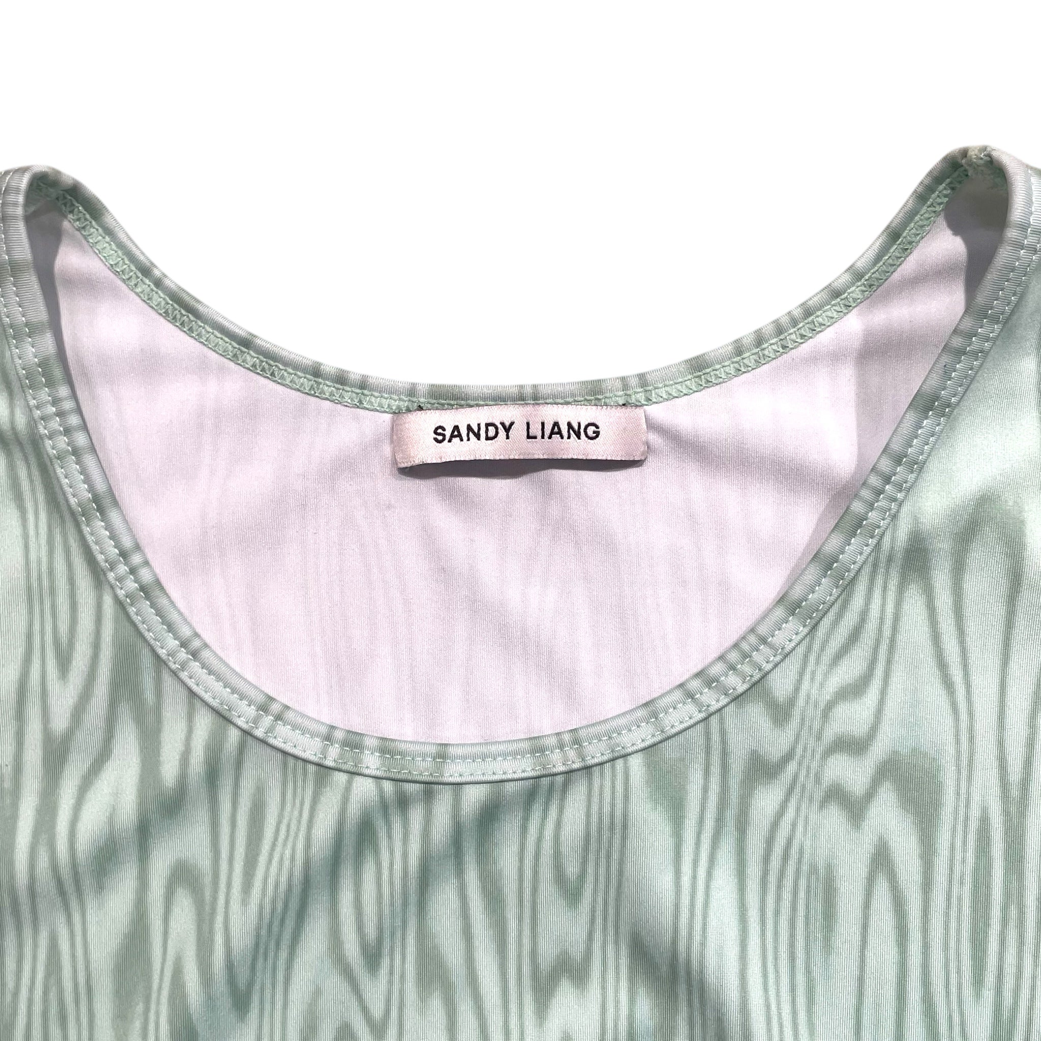 Sandy Liang/SL Cut & Sew/XL/Polyester/GRN/OPEN STOMACH/IRRDSCNT TANK view 3