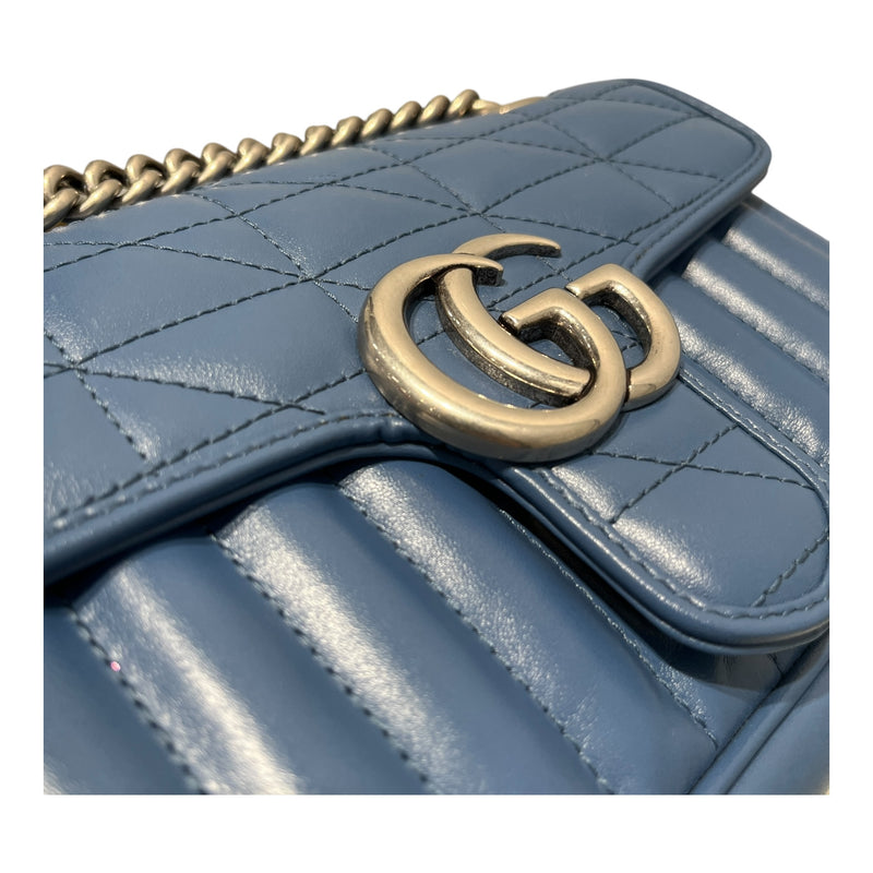 GUCCI/Bag/OS/Leather/BLU/GG MARMONT SHOULDER/