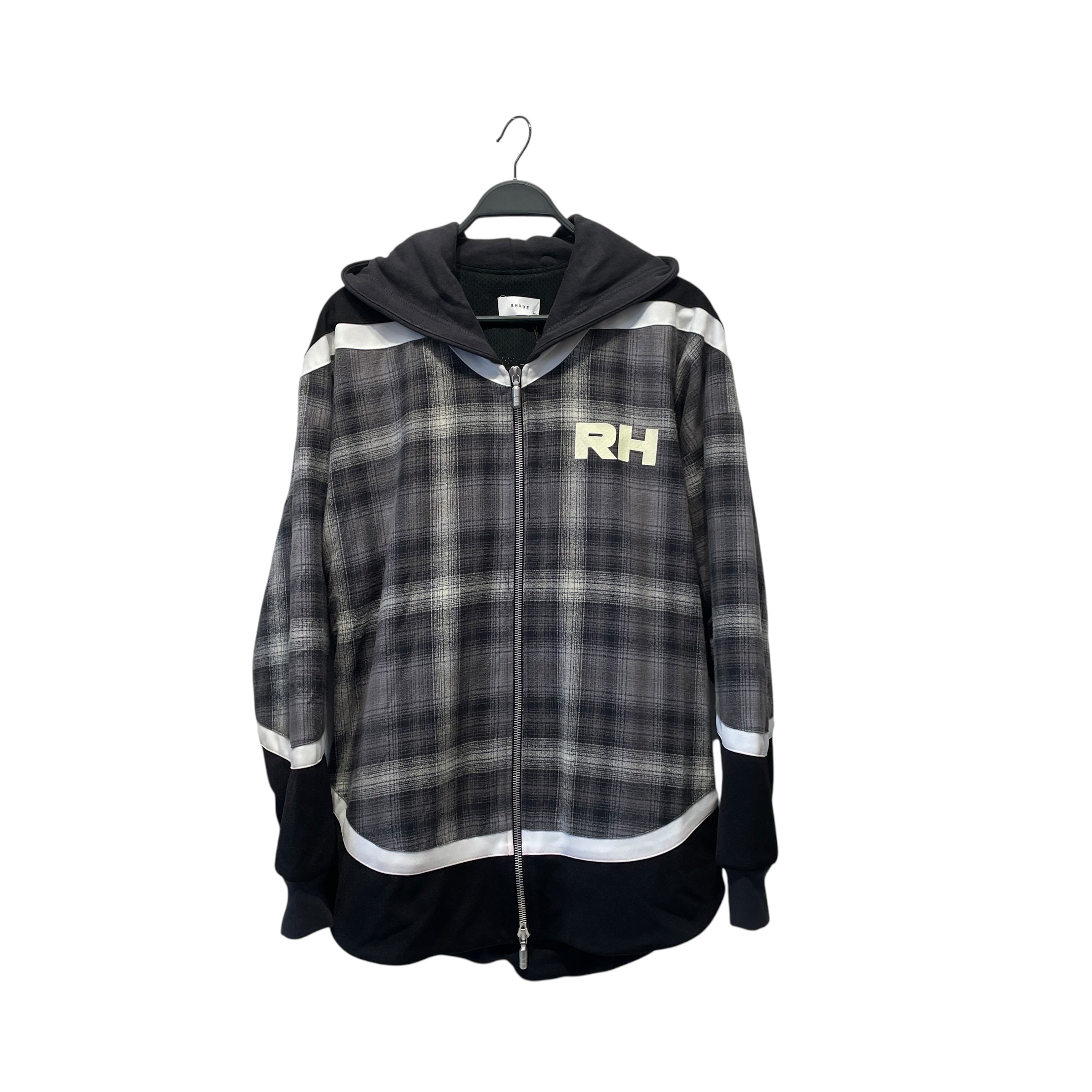RHUDE/Zip Up Hoodie/S/Plaid/Cotton/GRY/ view 1