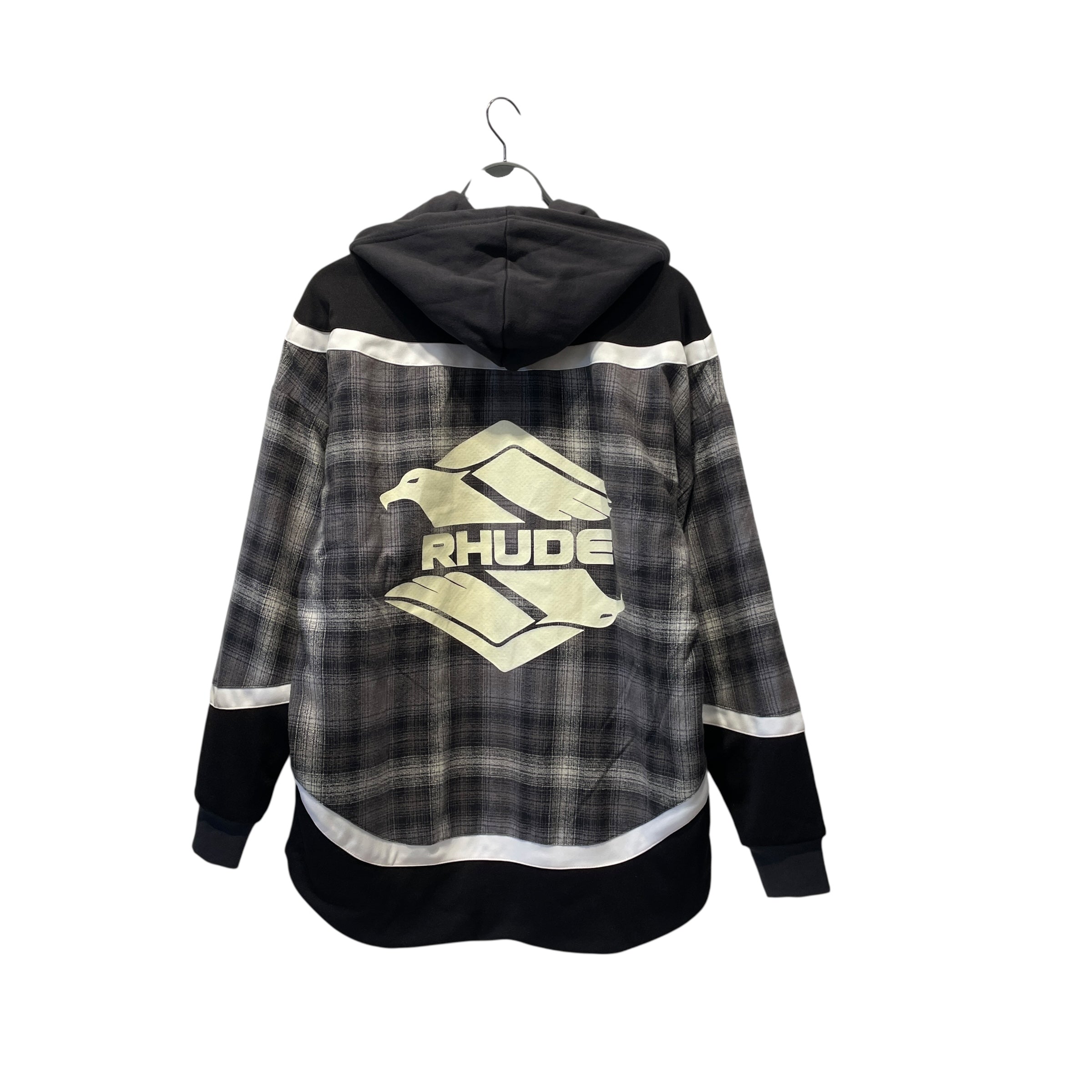 RHUDE/Zip Up Hoodie/S/Plaid/Cotton/GRY/ view 2