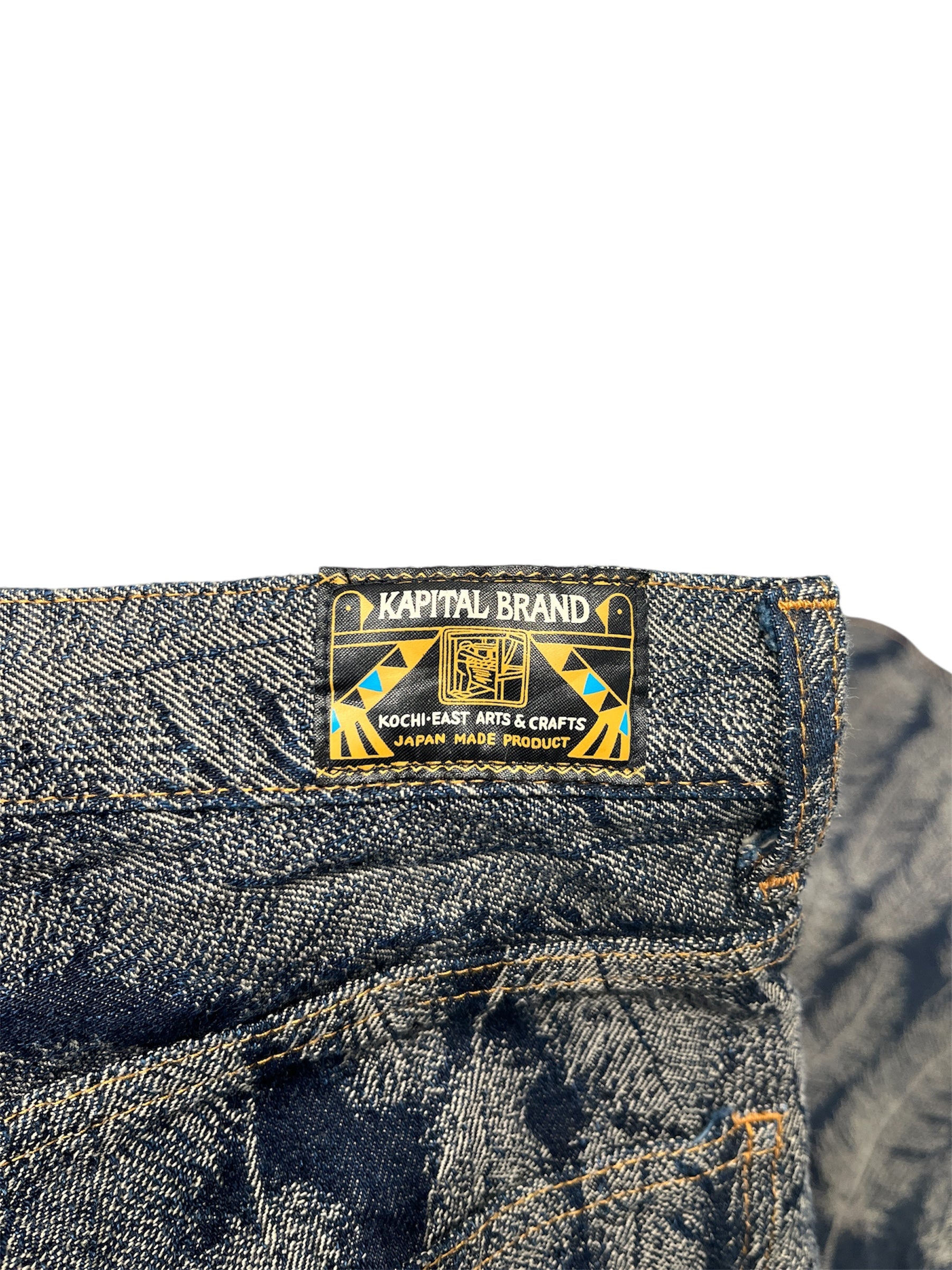 KAPITAL/Pants/32/Denim/NVY/All Over Print/FEATHER PRINT FLARED PANTS view 3