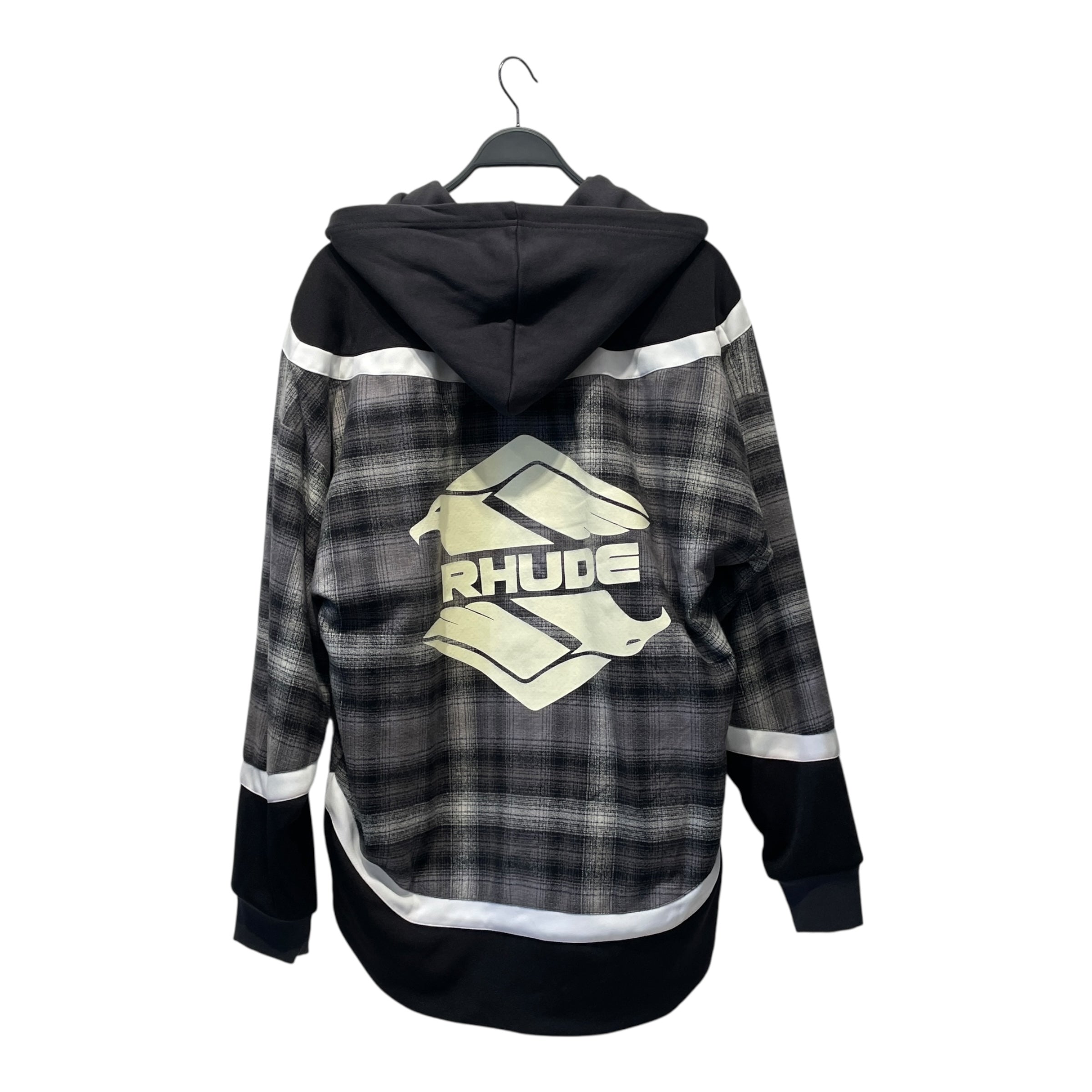 RHUDE/Zip Up Hoodie/M/Plaid/Cotton/GRY/ view 2