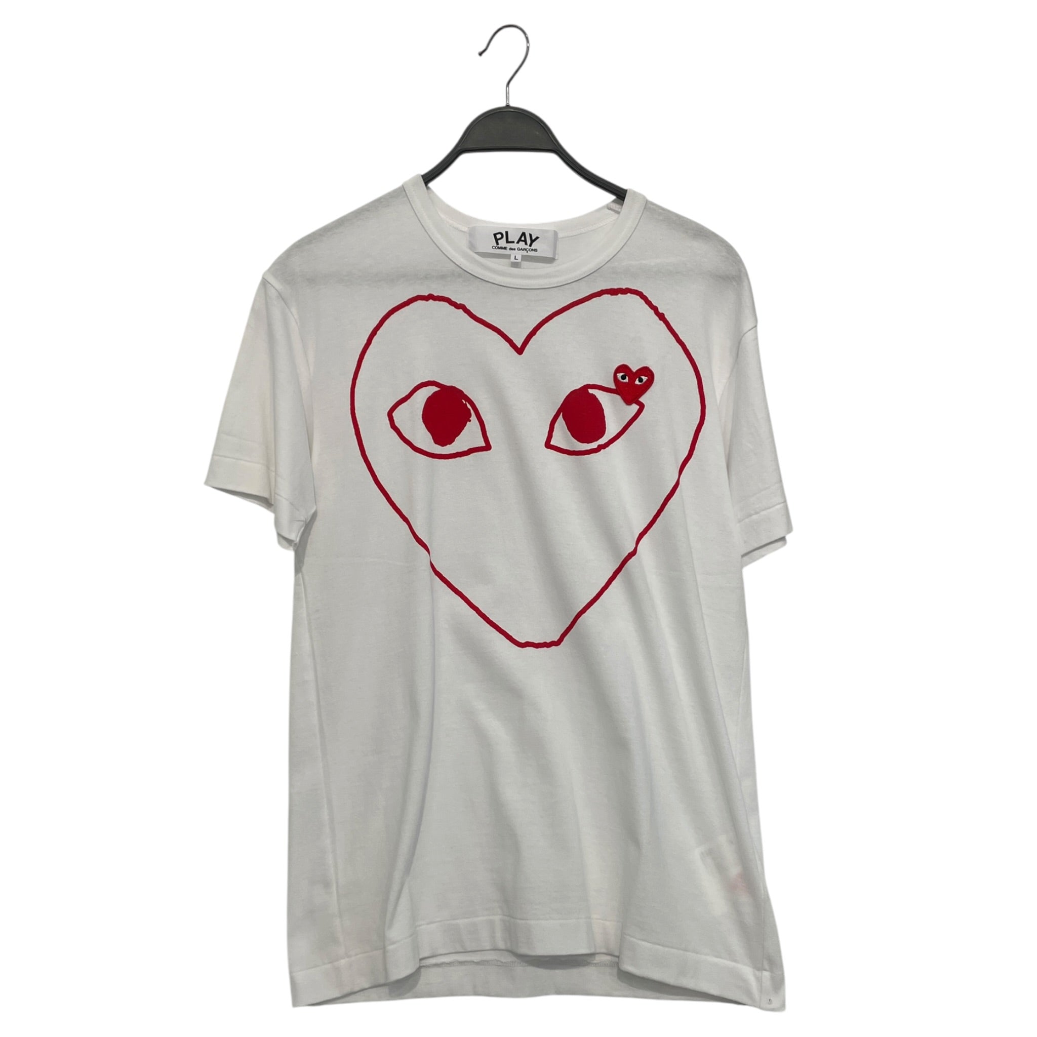 PLAY COMME des GARCONS/T-Shirt/L/Cotton/WHT/red heart design view 1