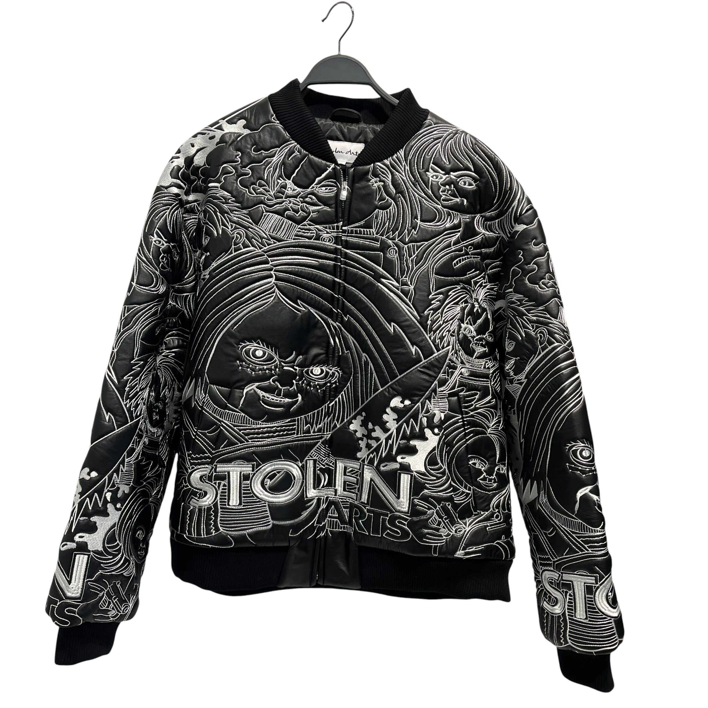 stola./Baseball Jkt/M/Leather/BLK/All Over Print/CHUCKIE LEATHER JACKET view 1