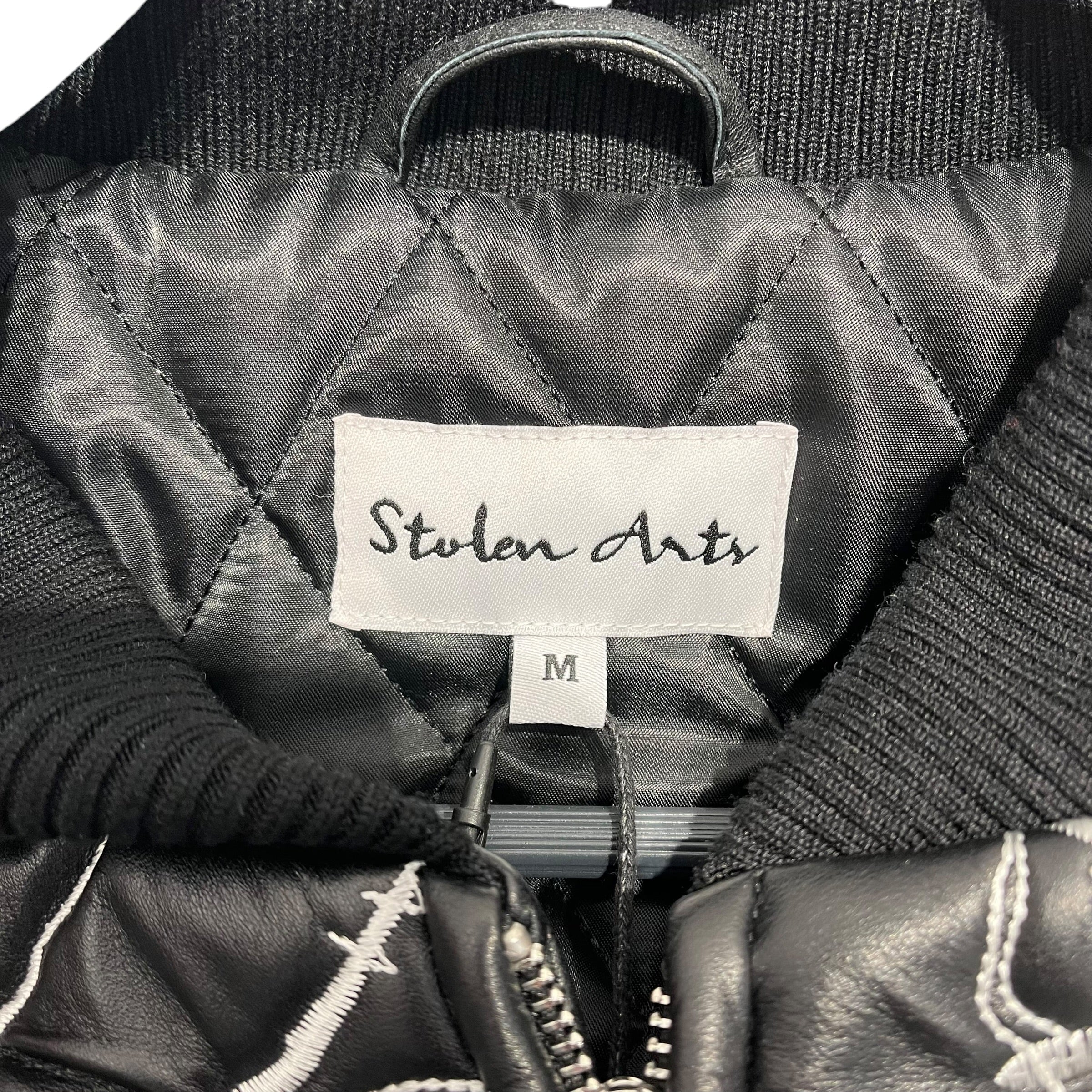 stola./Baseball Jkt/M/Leather/BLK/All Over Print/CHUCKIE LEATHER JACKET view 3