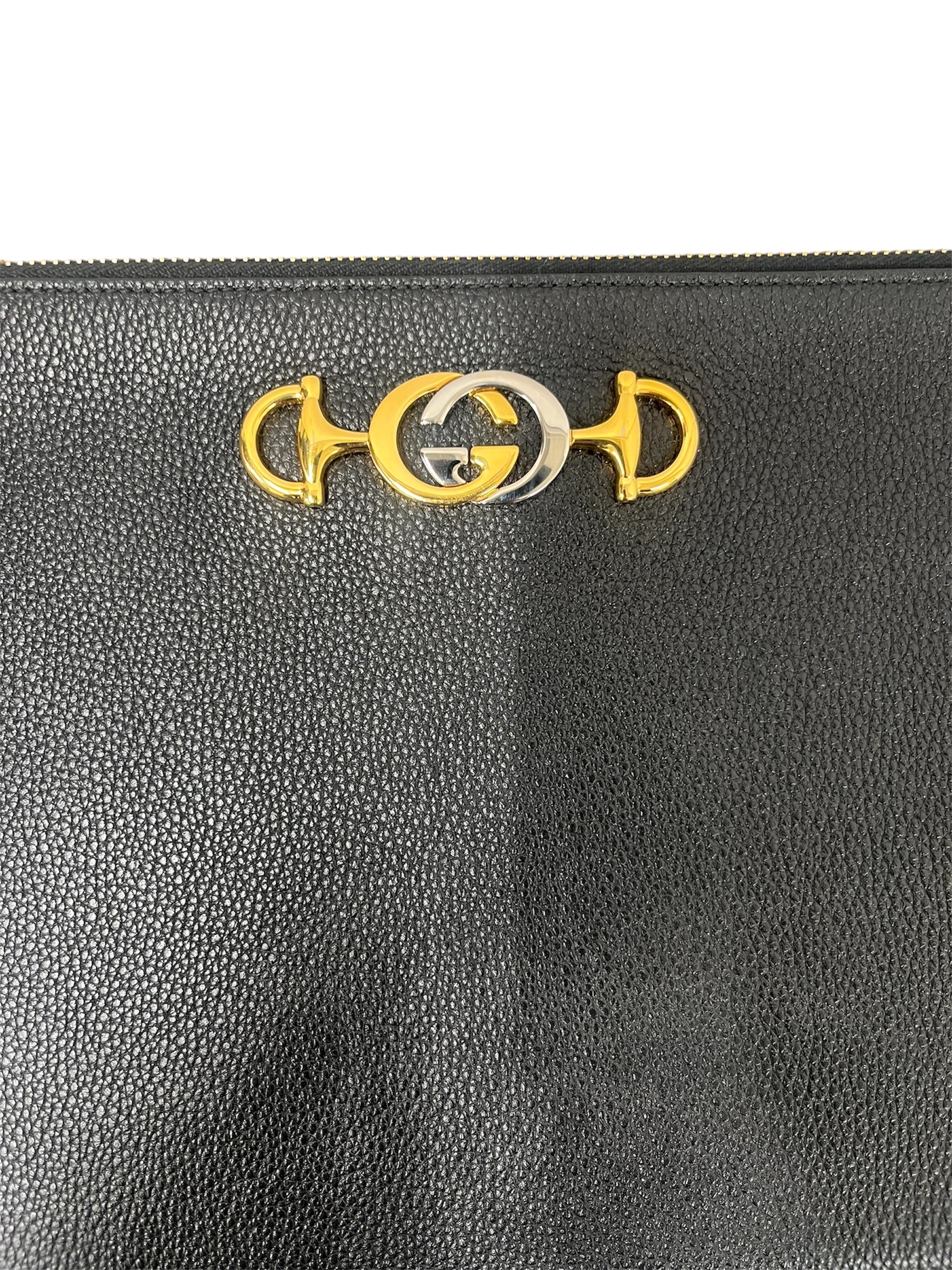 GUCCI/Pouch/Leather/BLK/Interlock Logo Pouch view 4
