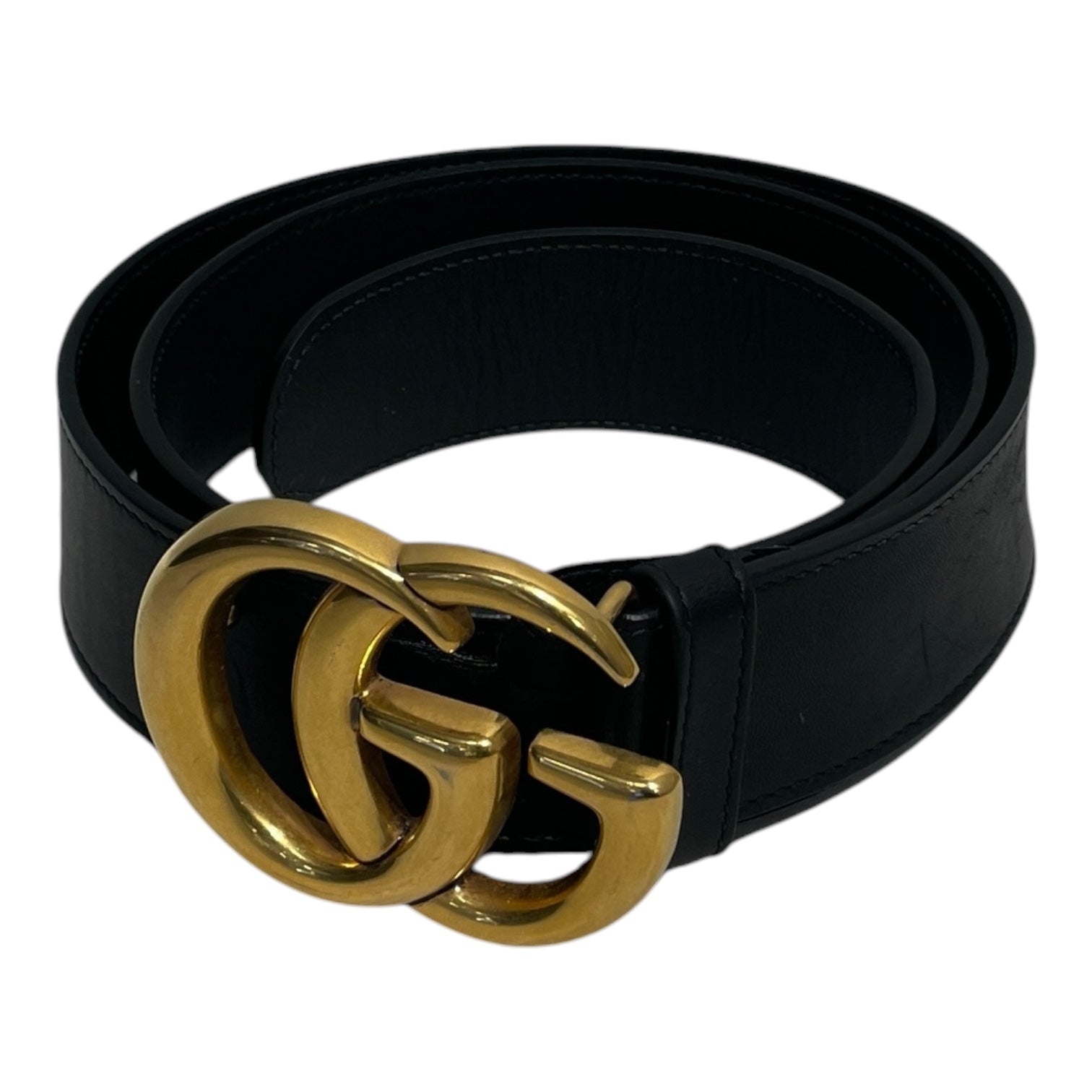 GUCCI/Belt/Leather/BLK/gg buckle view 1